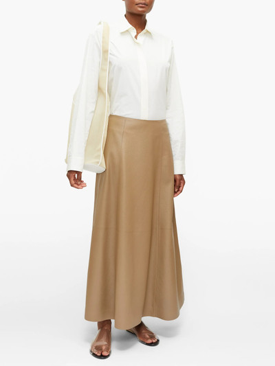 The Row Timowa grained-leather midi skirt outlook