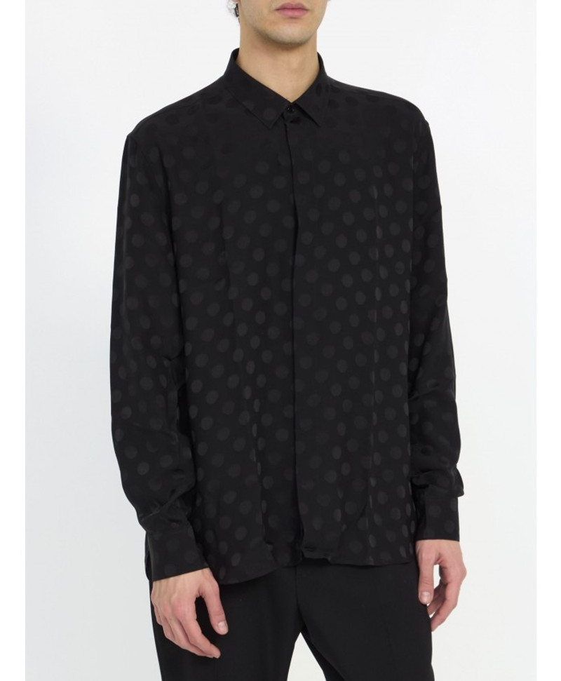 SAINT LAURENT Polka-dot silk shirt outlook