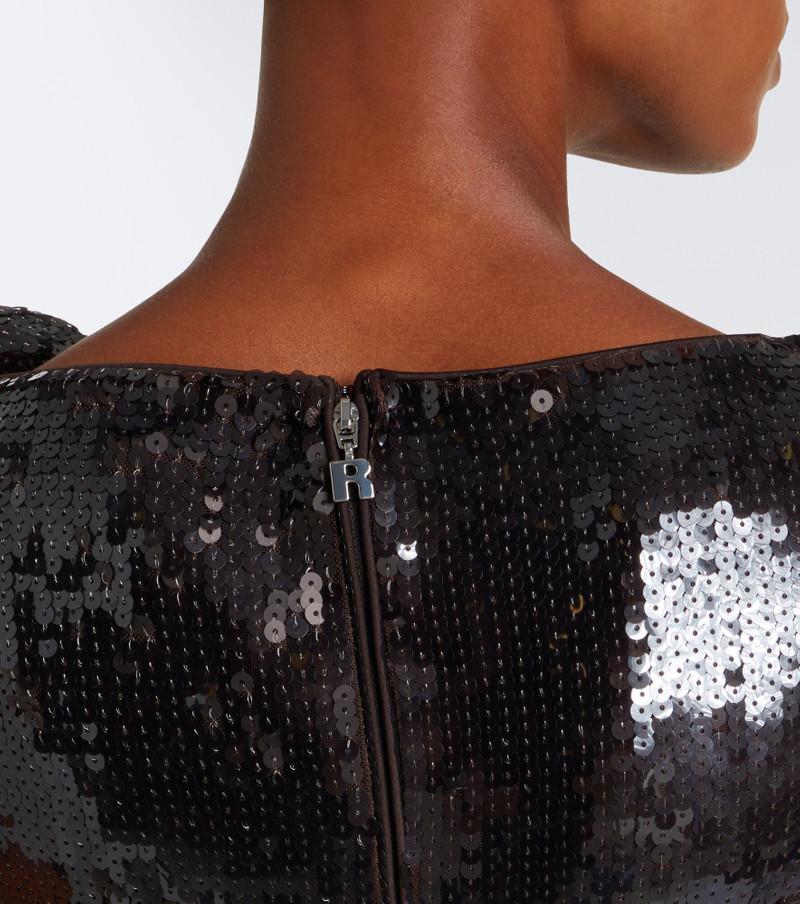 Floral-appliqué sequined cocktail dress 5