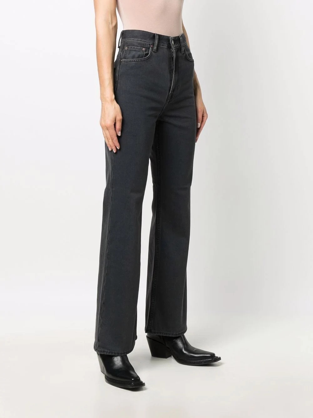 high-waisted flared jeans - 3