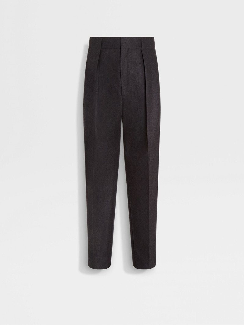 DARK BROWN MÉLANGE WOOL PANTS 1