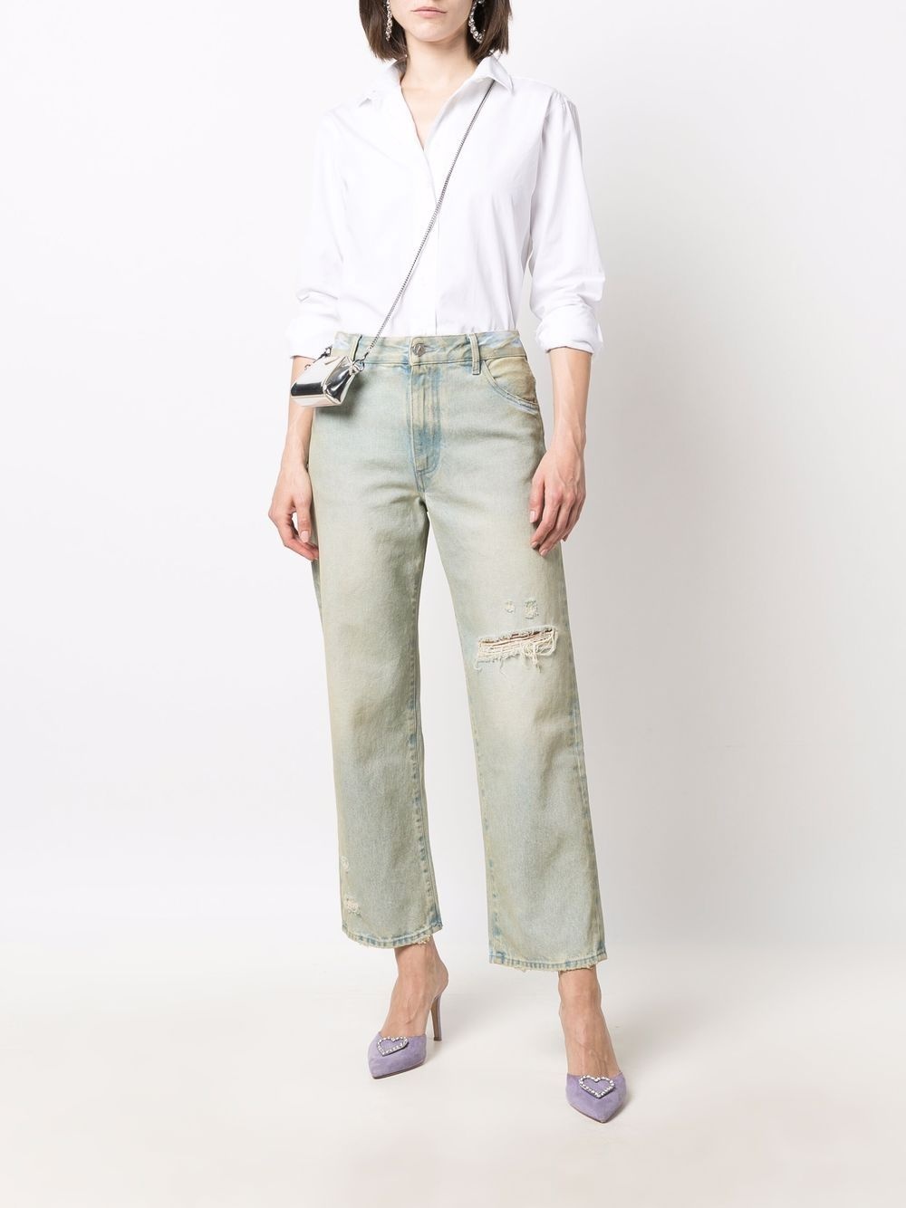distressed effect wide-leg jeans - 2