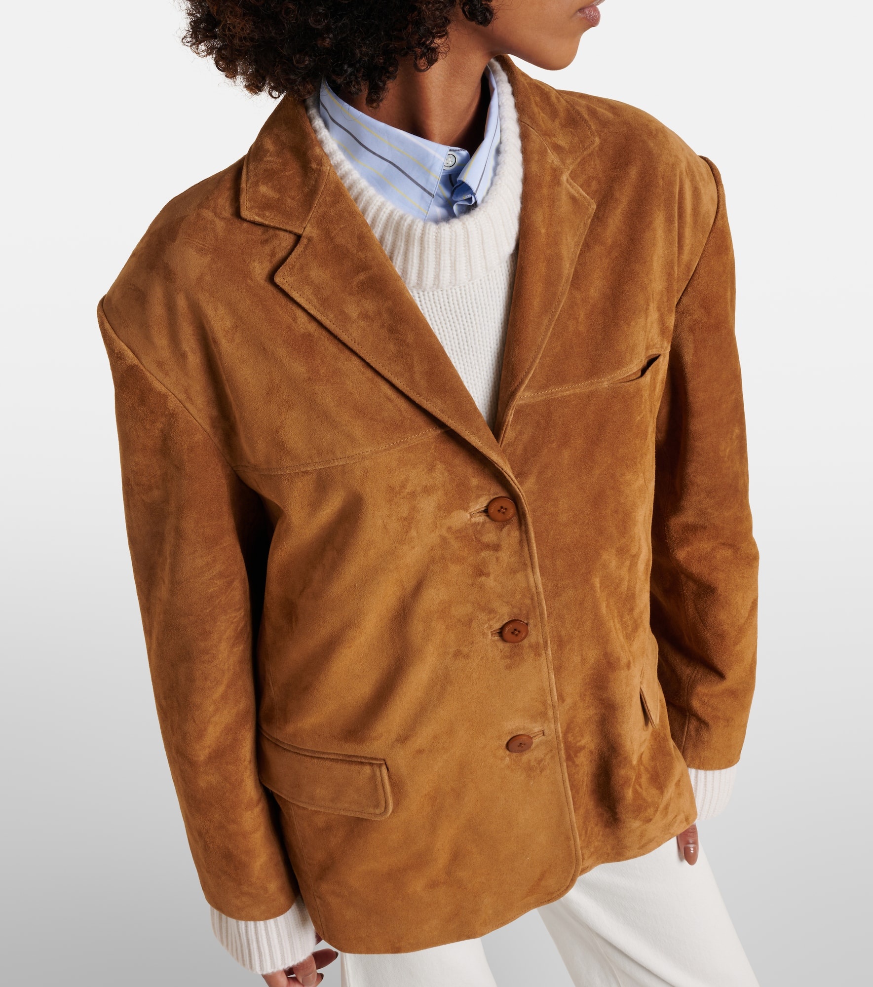 Corrine single-breasted suede jacket - 4