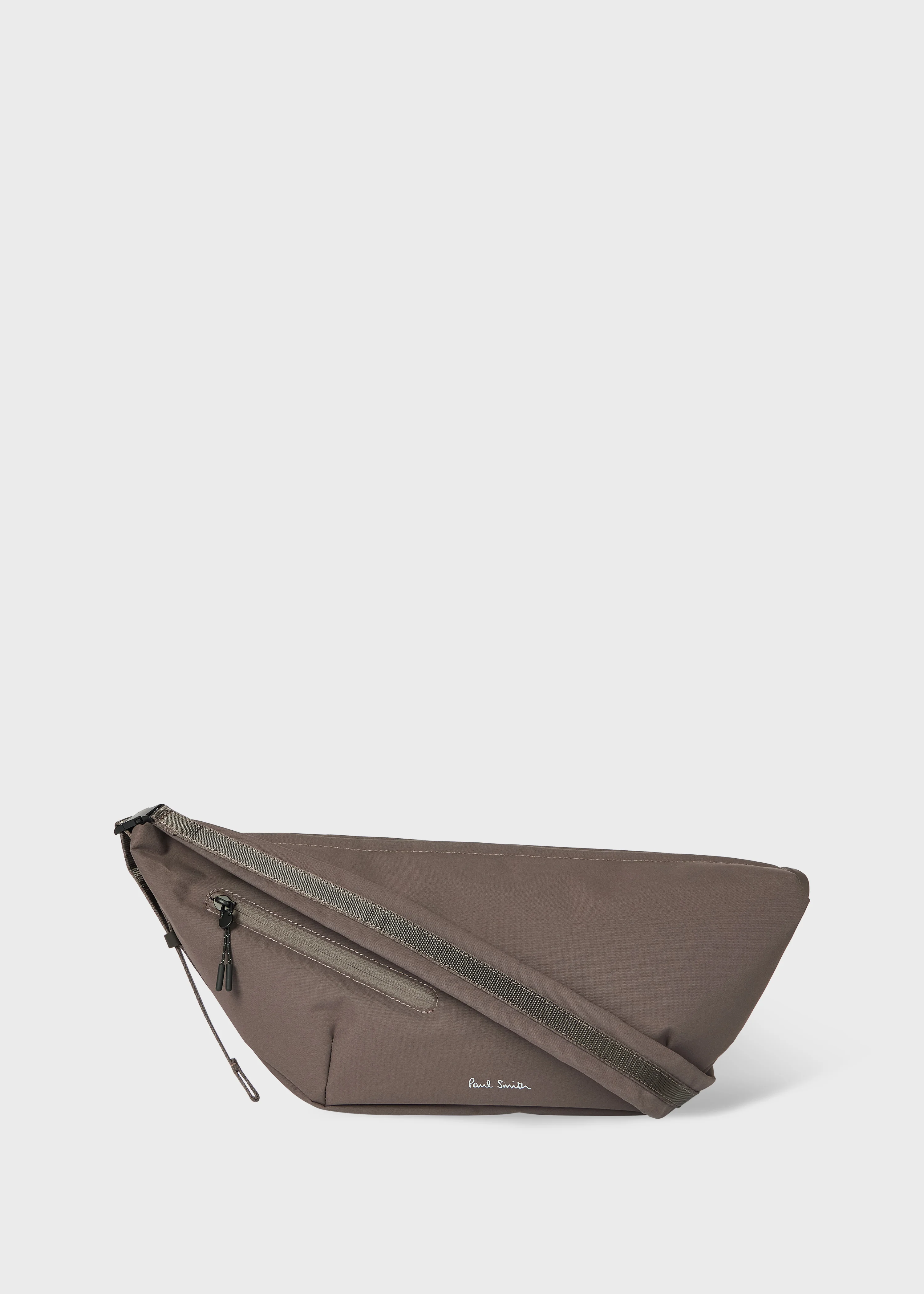 Mauve Nylon Sling Cross Body Bag with Leather Trims - 1
