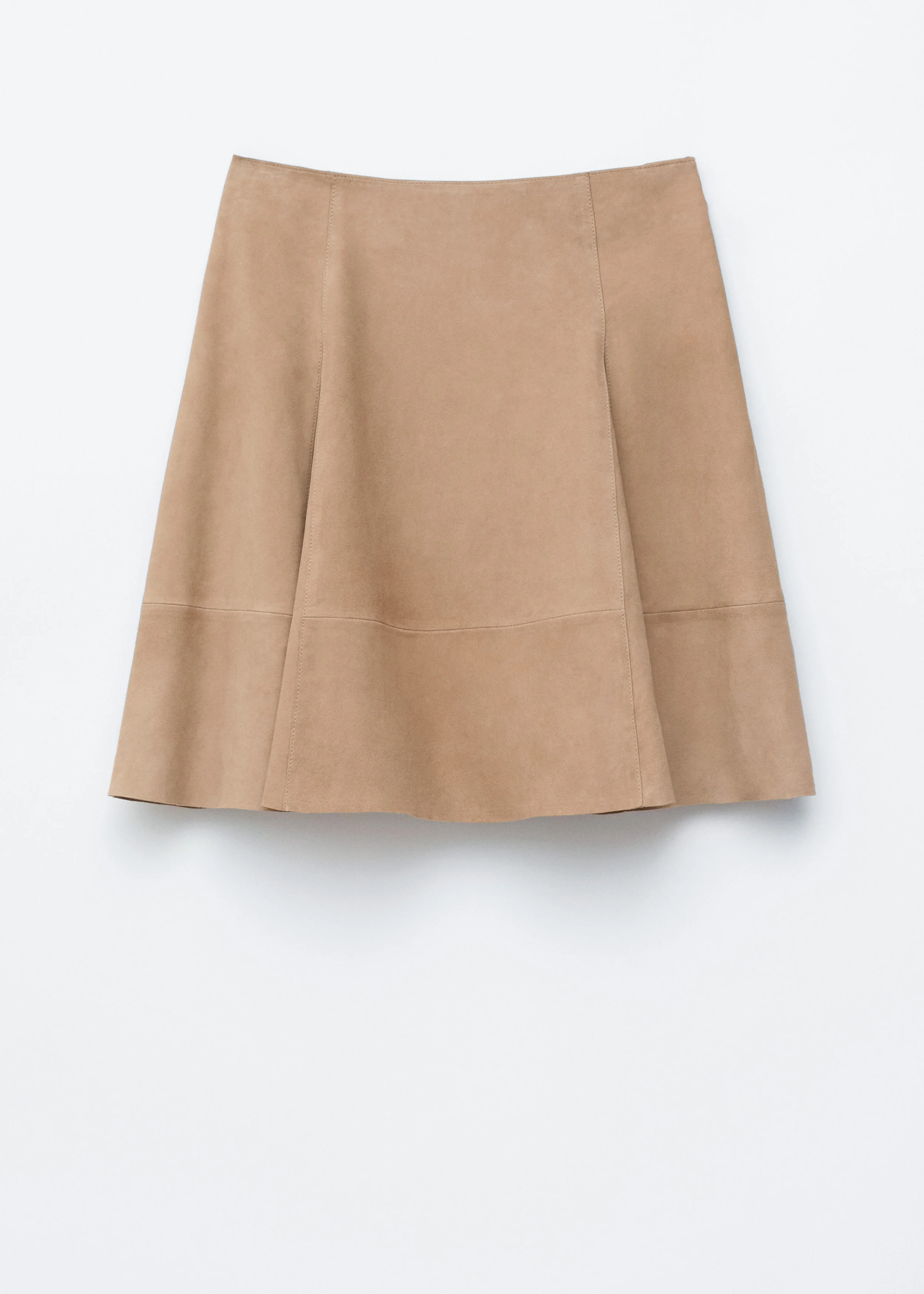 Knee-length A-line Suede Skirt - 1