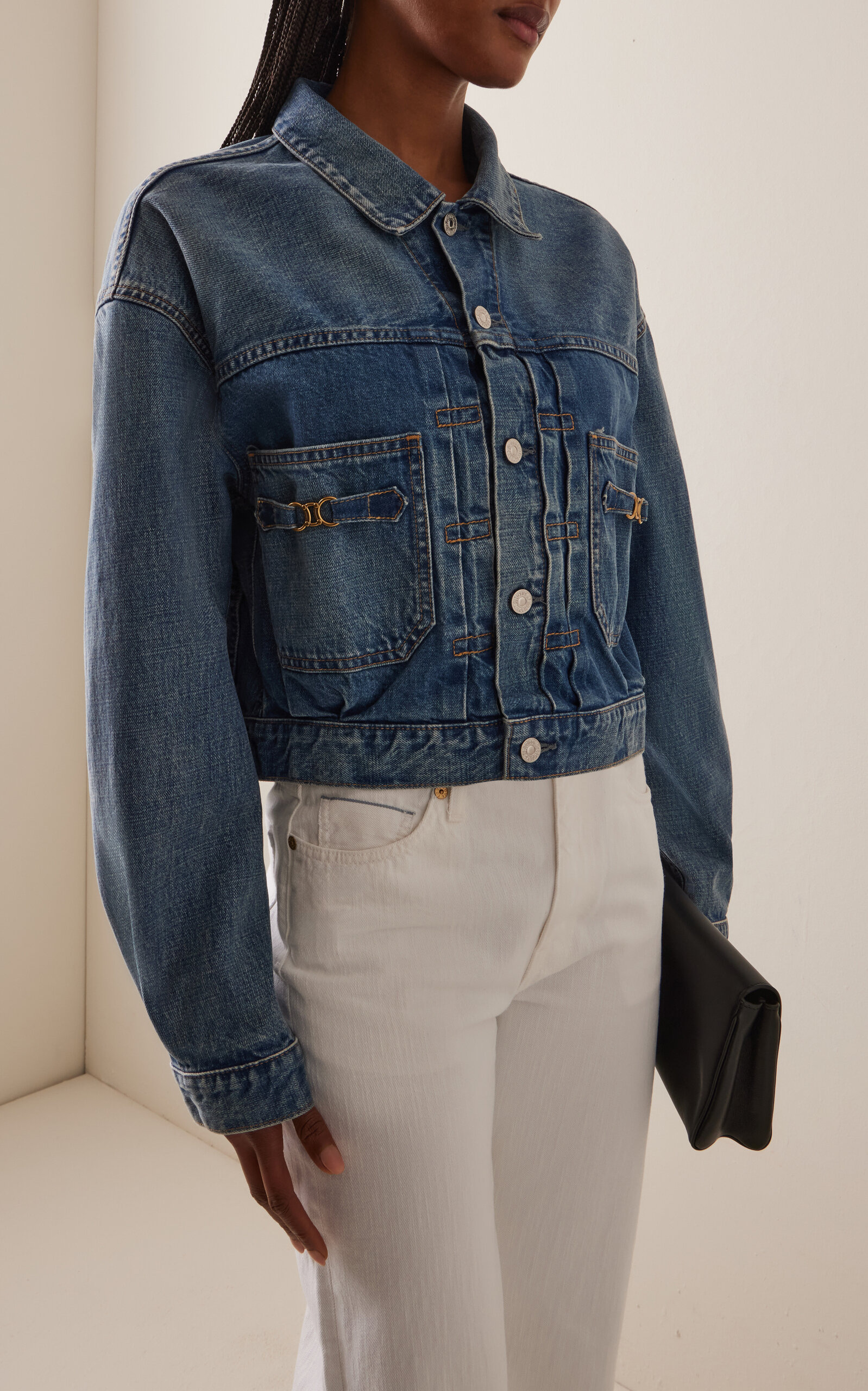 Alma Horsebit Denim Jacket medium wash - 3