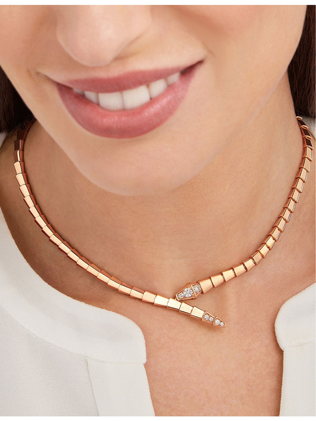 Serpenti Viper 18ct rose-gold and 0.41ct brilliant-cut diamond necklace - 4