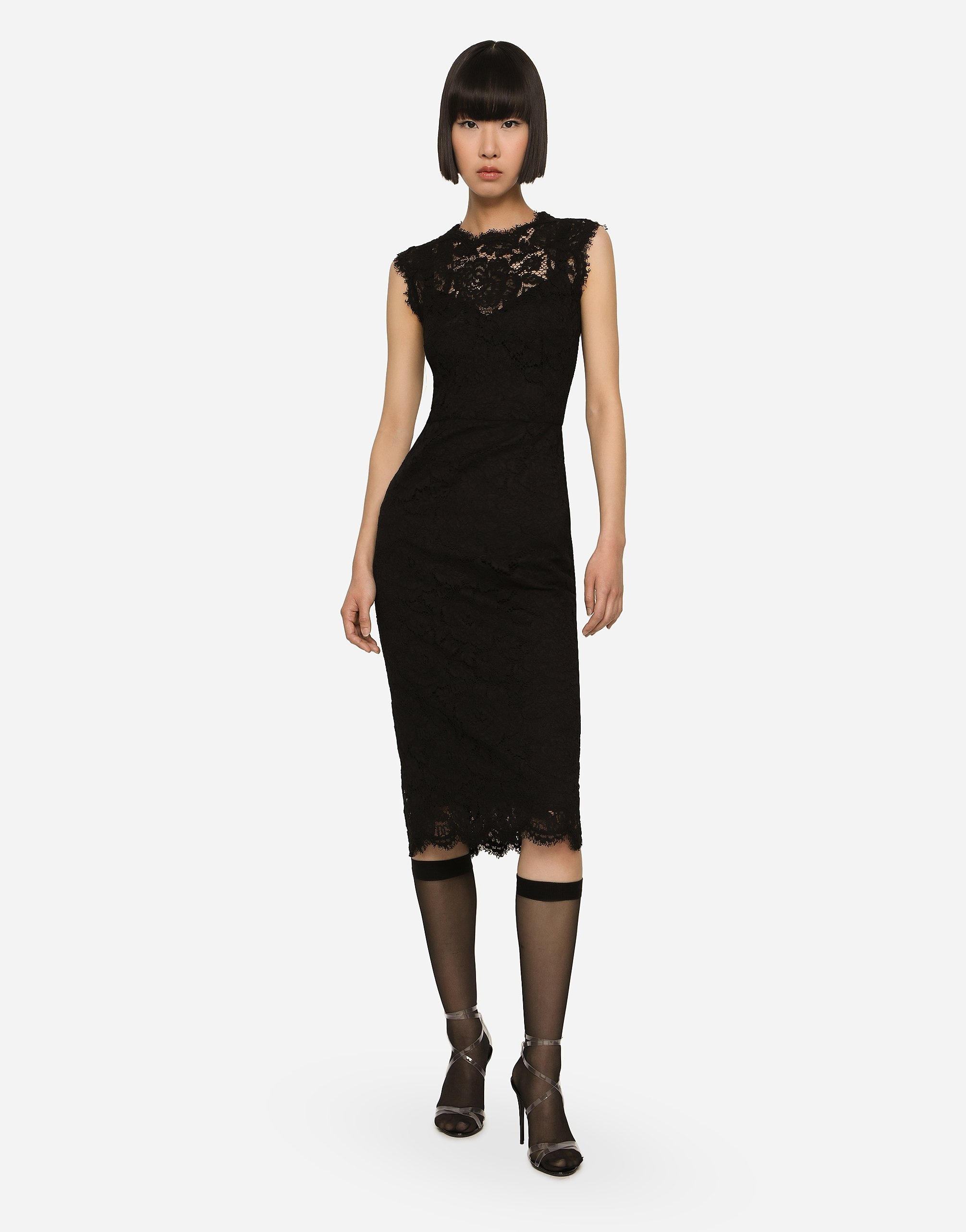 Branded stretch lace calf-length dress - 2