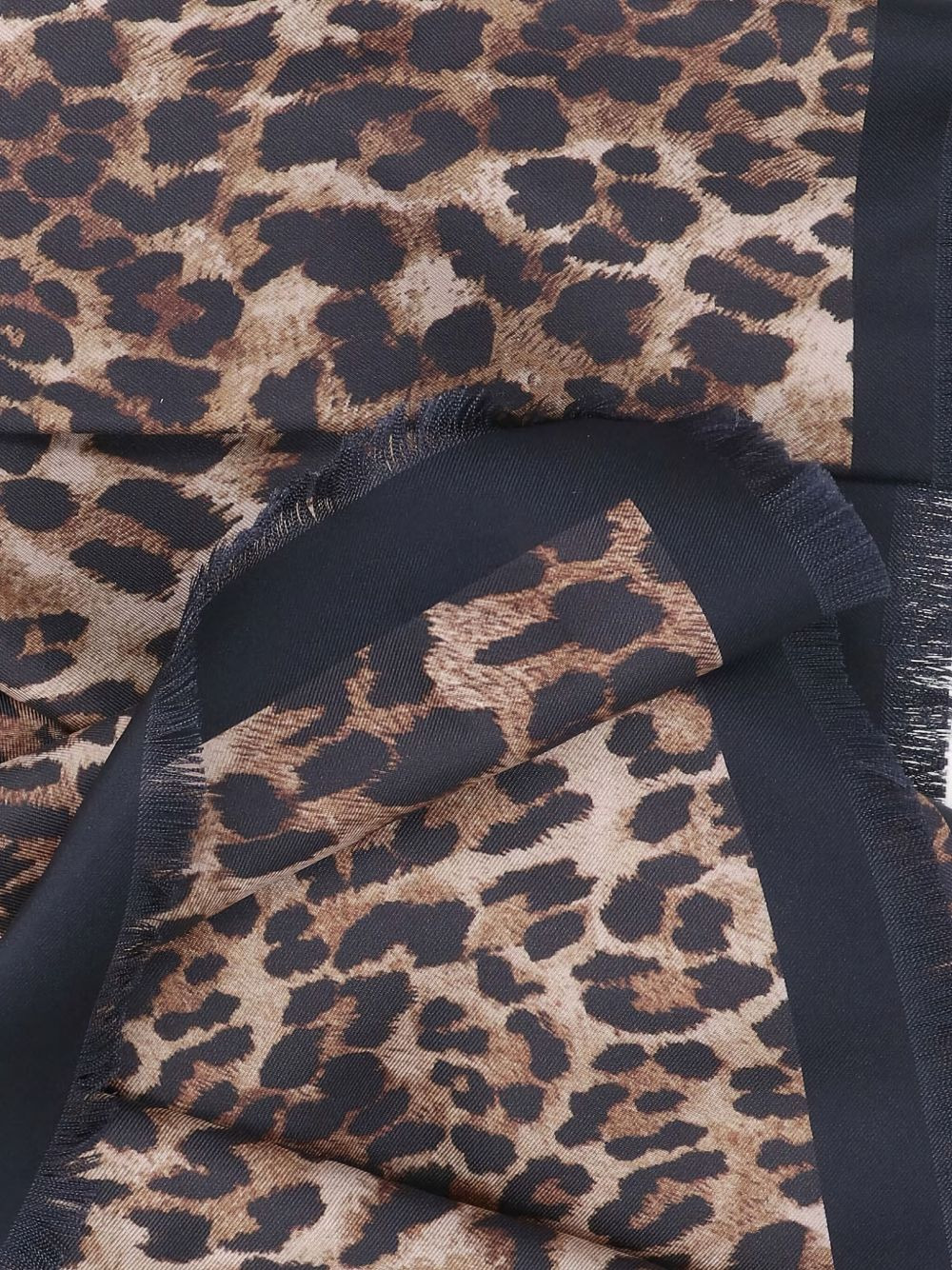 leopard-print fringed scarf - 3