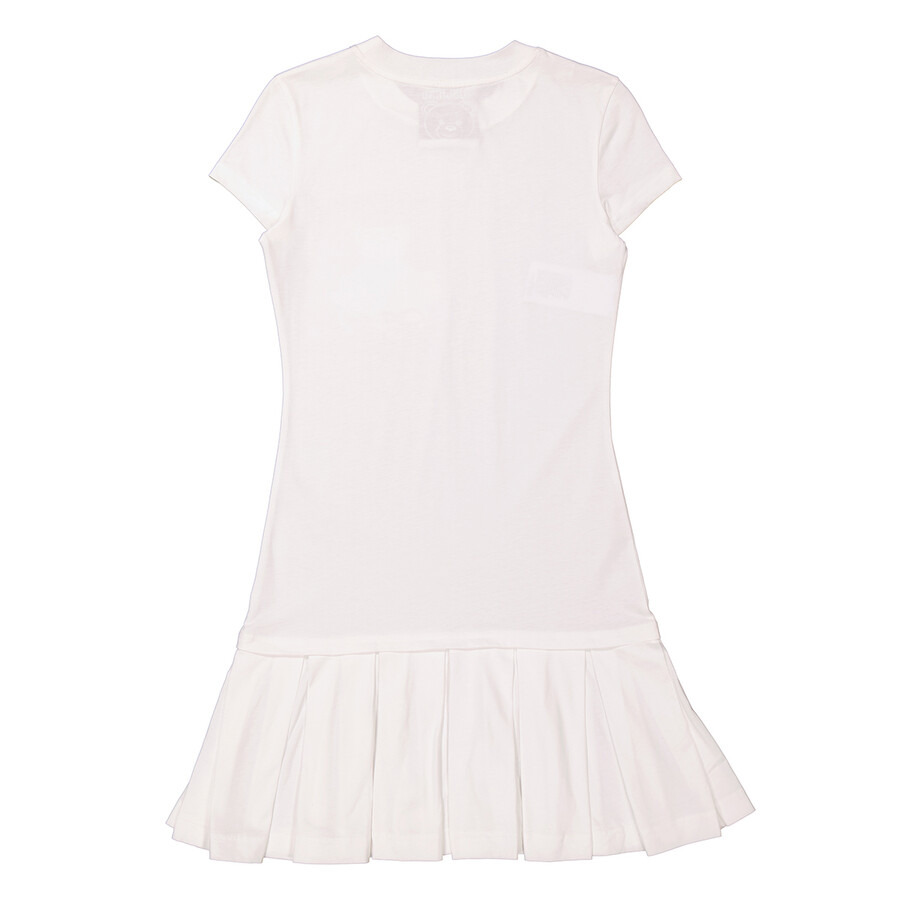 Moschino Fantasy Print White Teddy Pleated Mini Dress - 2
