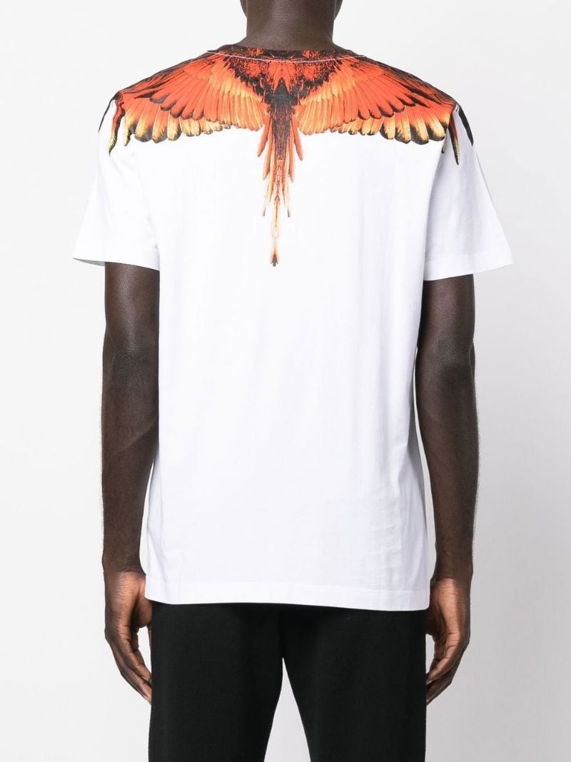 feather-print short-sleeve T-shirt - 4