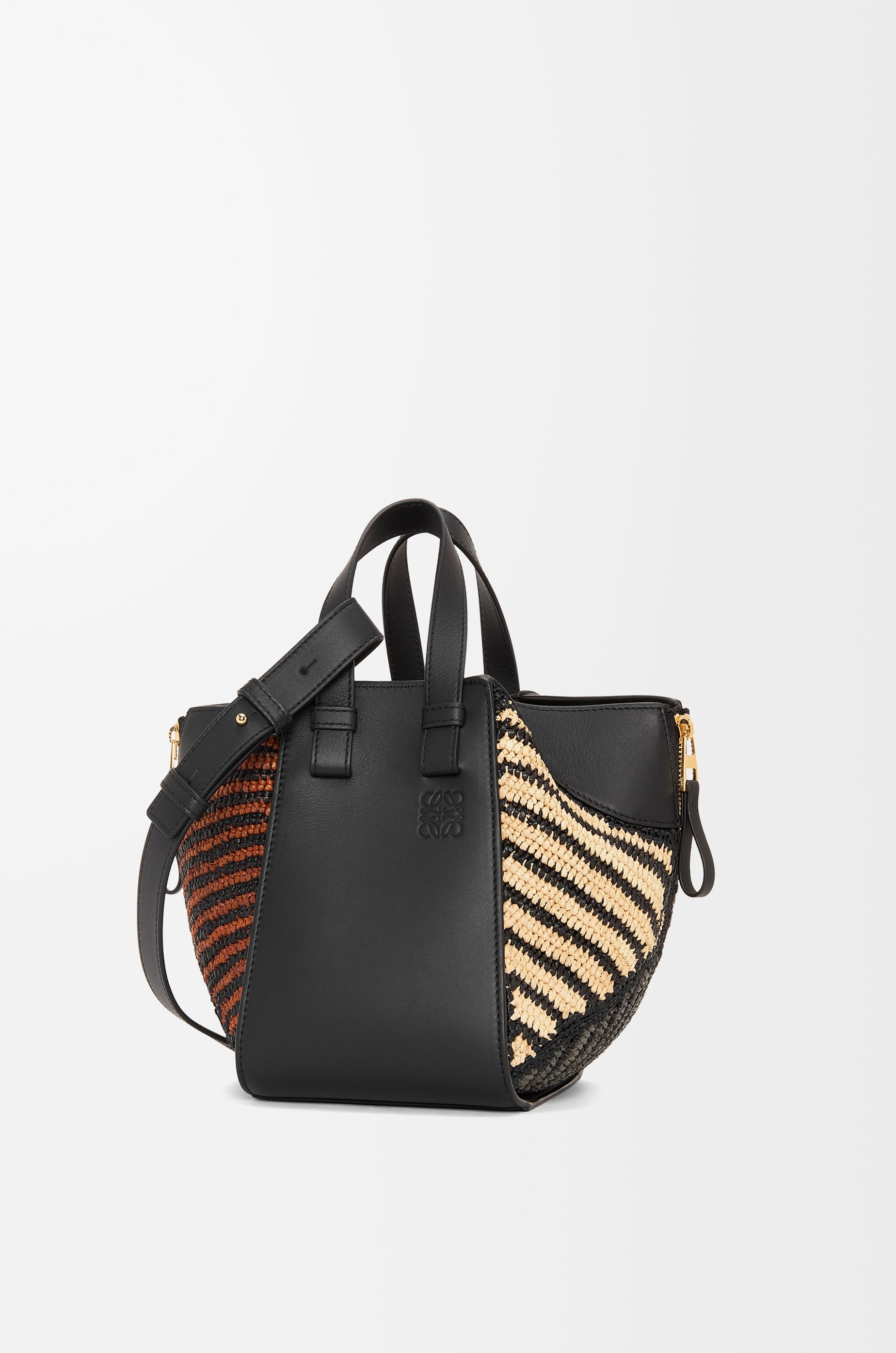 Compact Hammock bag in raffia and calfskin - 4