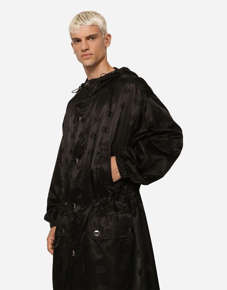 Satin jacquard trench coat with DG monogram detail - 3