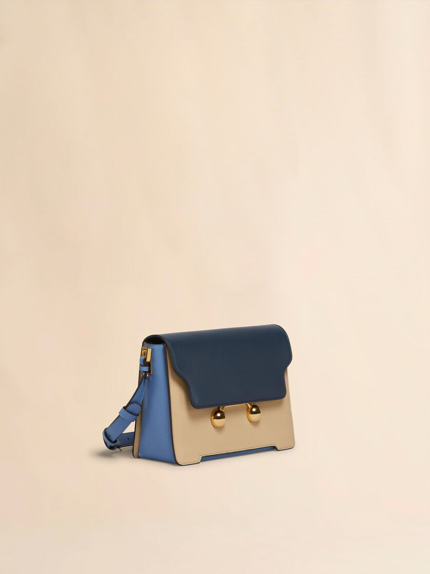 BLUE, BEIGE E LIGHT BLUE LEATHER TRUNKAROO MEDIUM SHOULDER BAG - 5