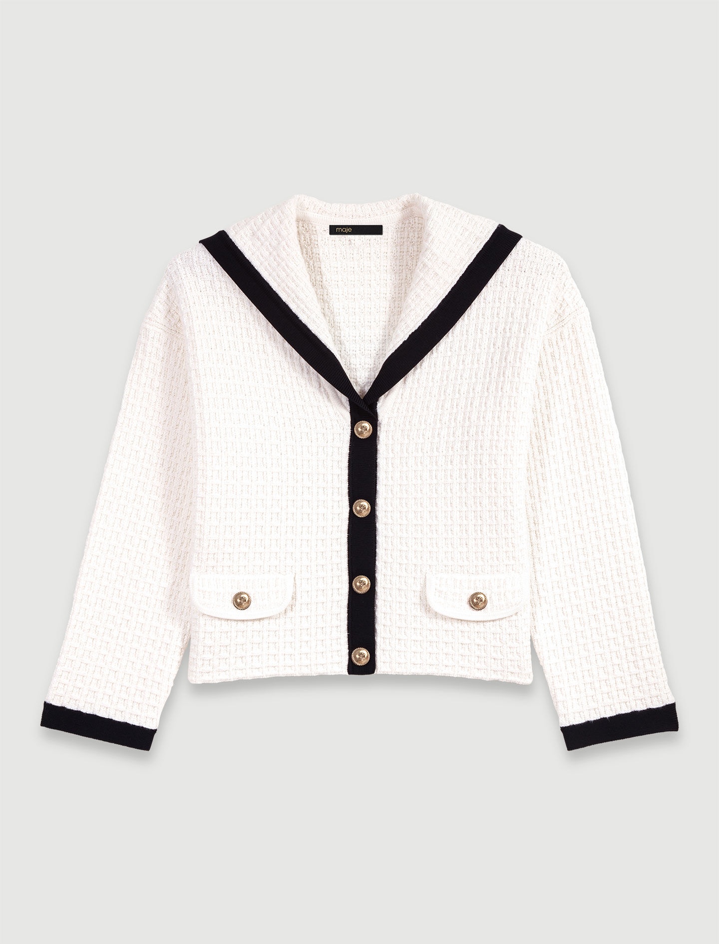 Contrast collar cardigan - 1