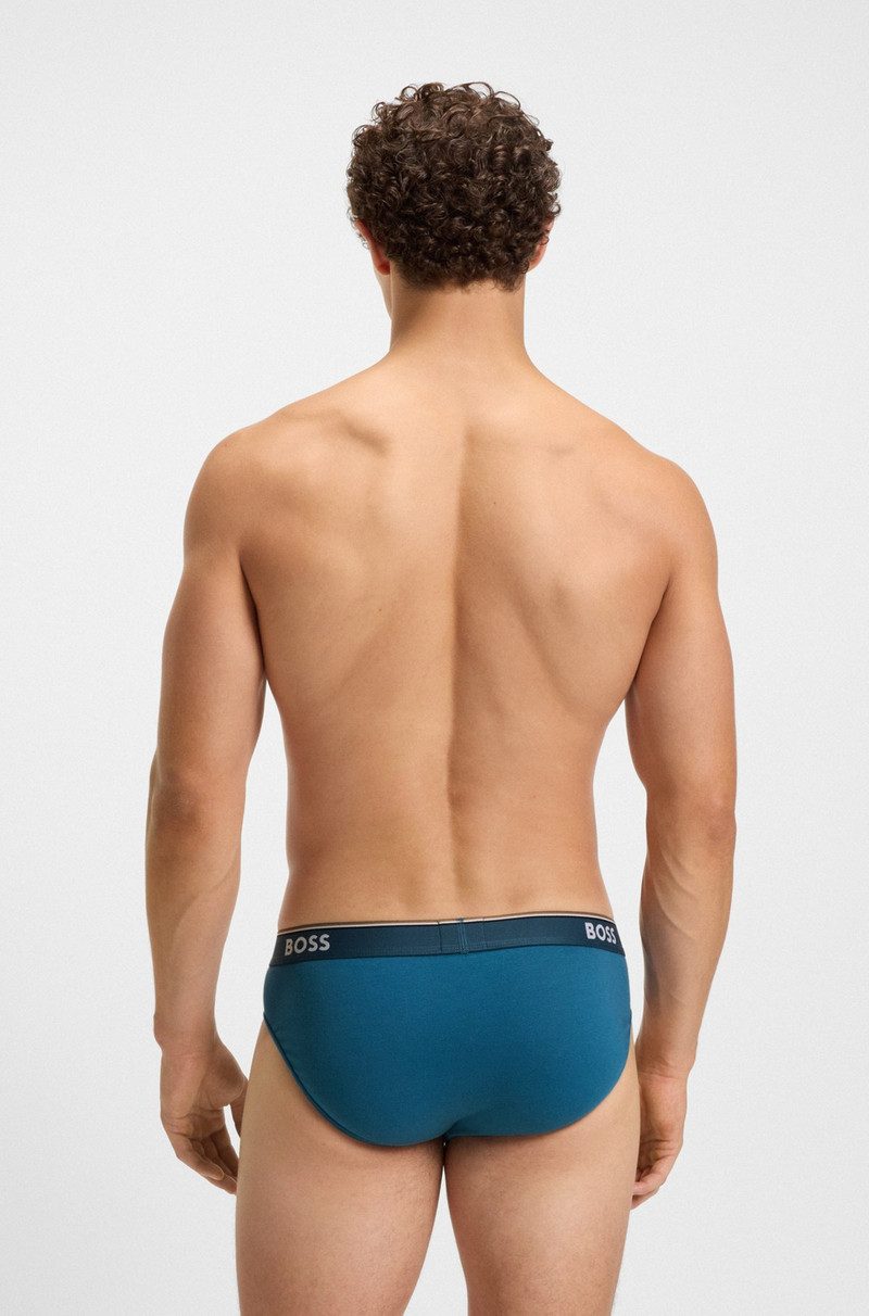 BOSS THREE-PACK OF STRETCH-COTTON BRIEFS WITH LOGO WAISTBANDS outlook