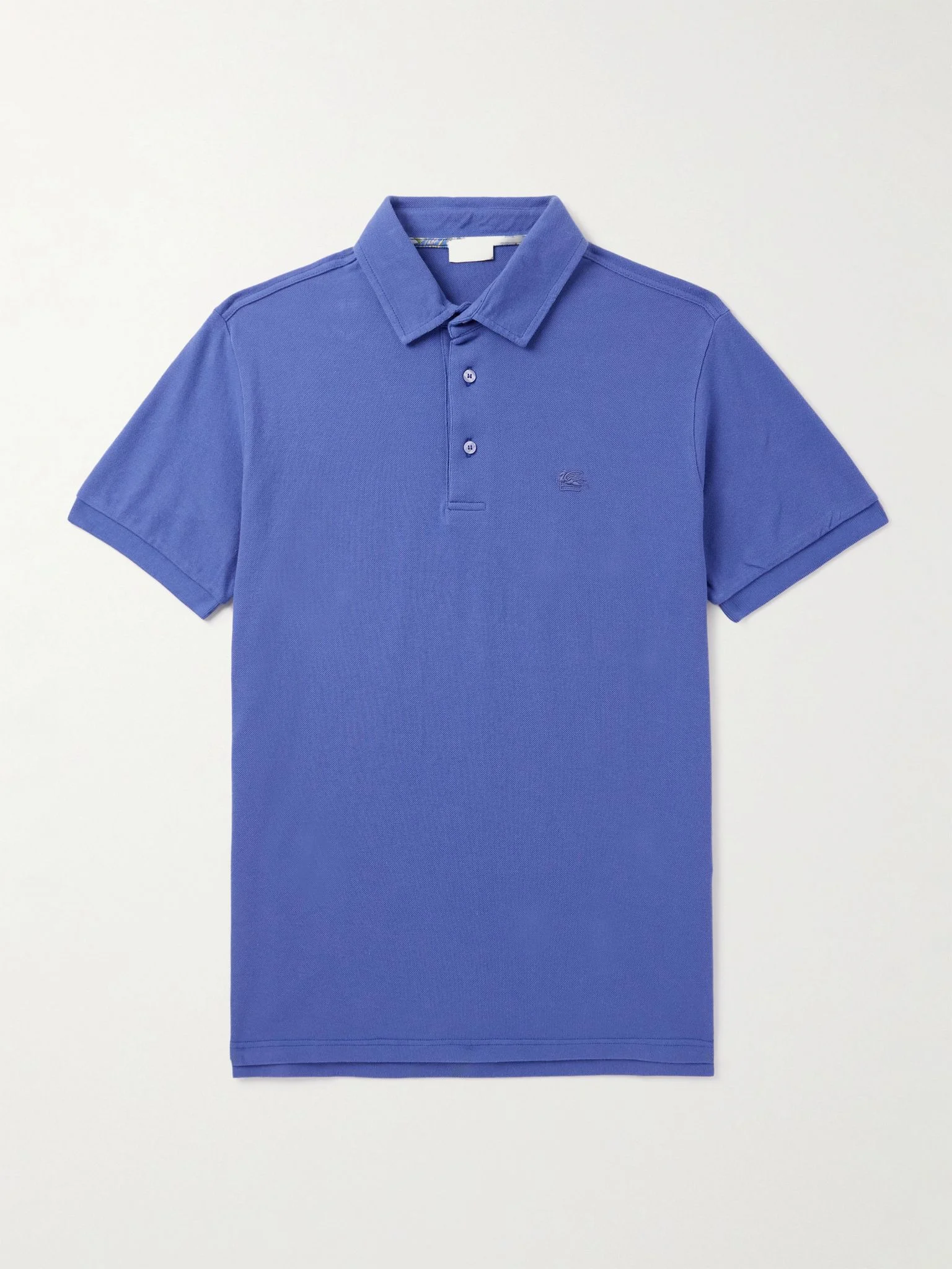 Logo-Embroidered Cotton-Piqué Polo Shirt Blue - 1