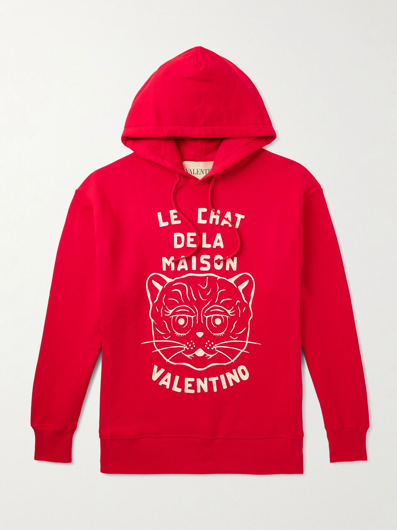 Logo-Print Cotton-Jersey Hoodie Red 1