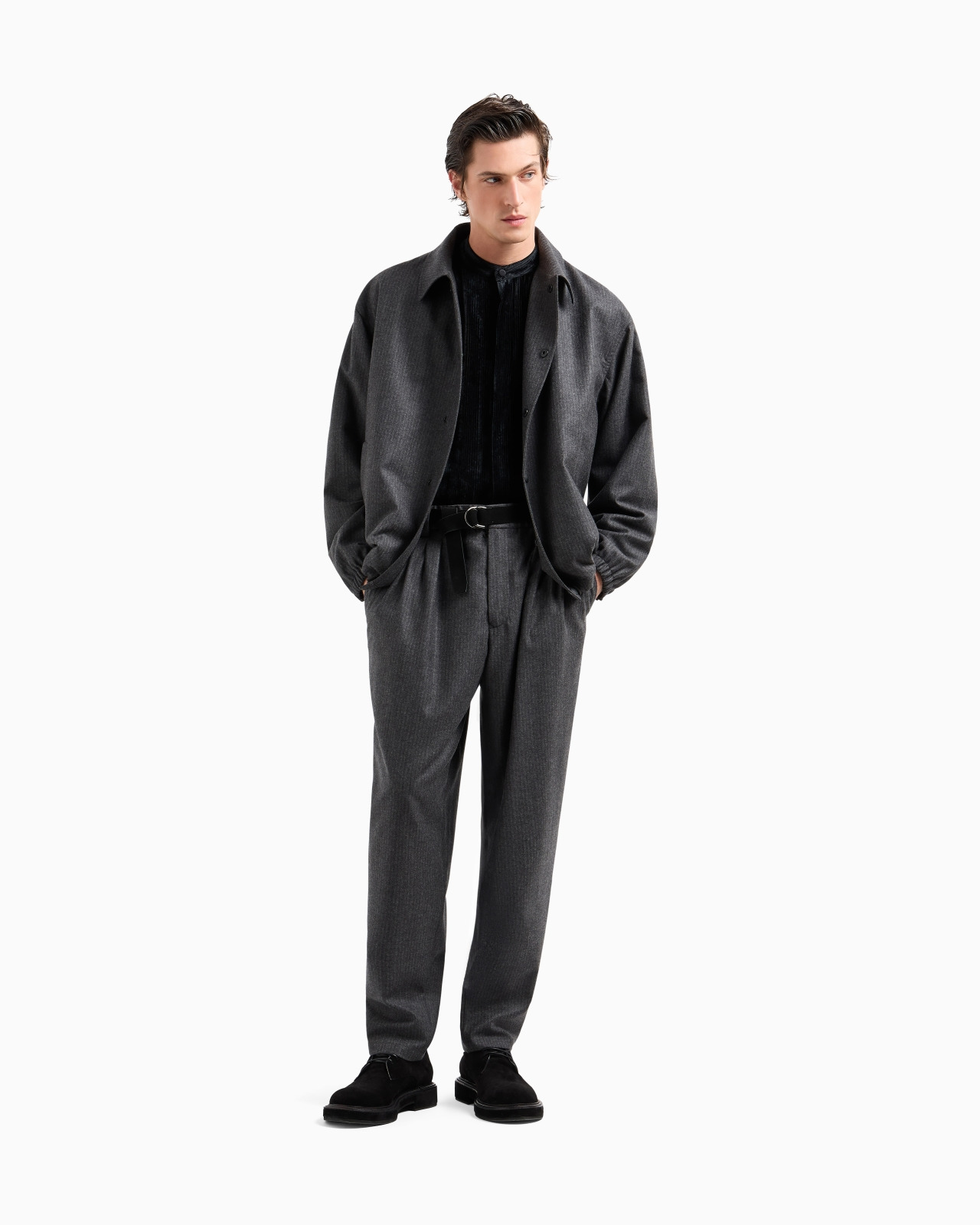 VIRGIN-WOOL AND CASHMERE DOUBLE-DART TROUSERS WITH JACQUARD PINSTRIPES - 2