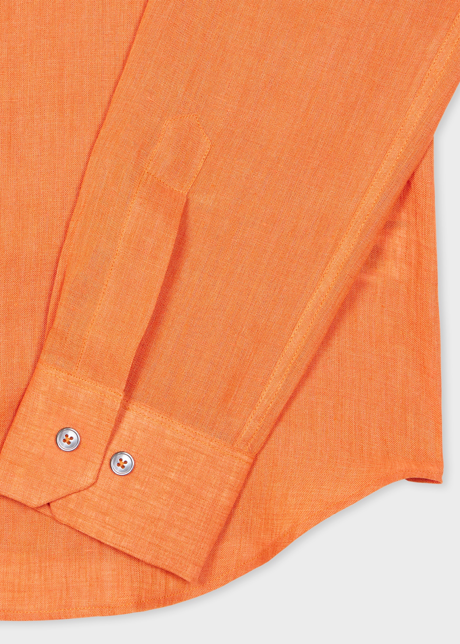 Slim-Fit Orange Linen Shirt - 2