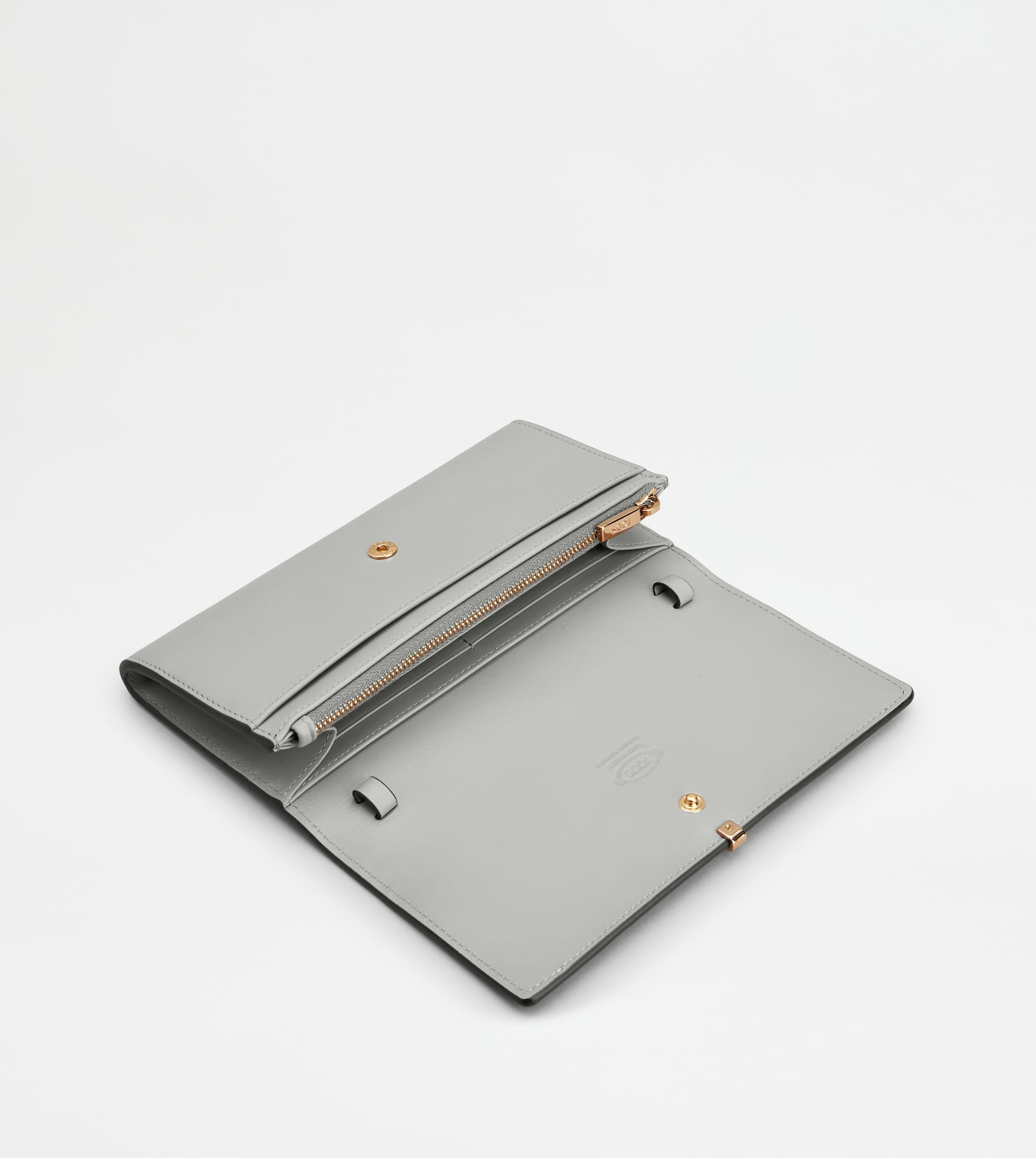 WALLET IN LEATHER WITH SHOULDER STRAP - GREY - 5