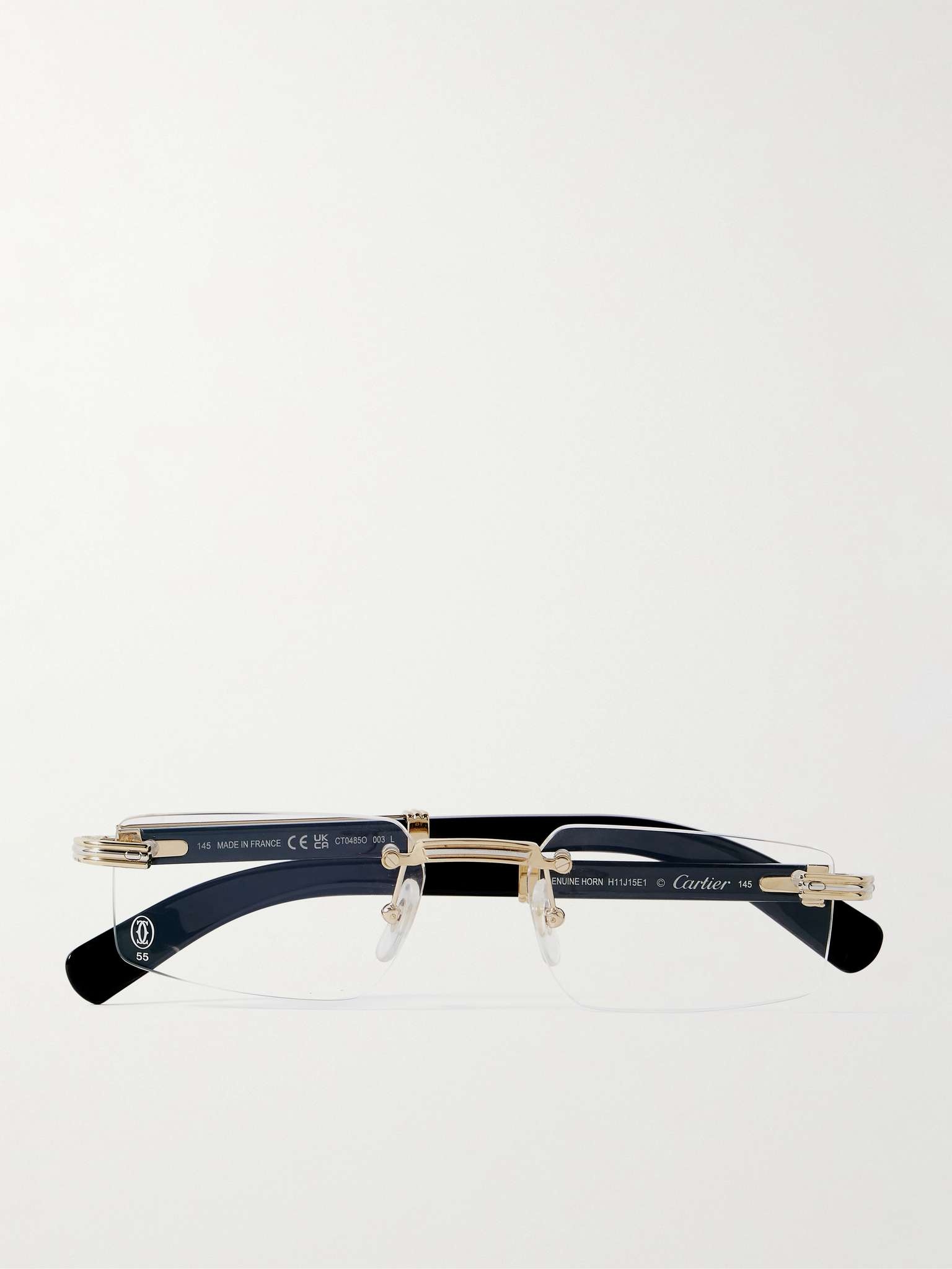 Rectangular-Frame Gold-Tone and Horn Optical Glasses - 1