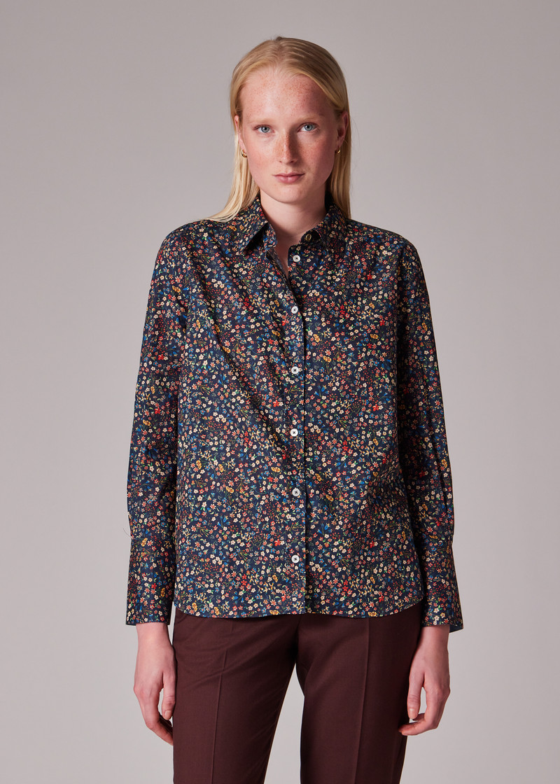Women's Navy Cotton 'Liberty Floral' Print Shirt 3