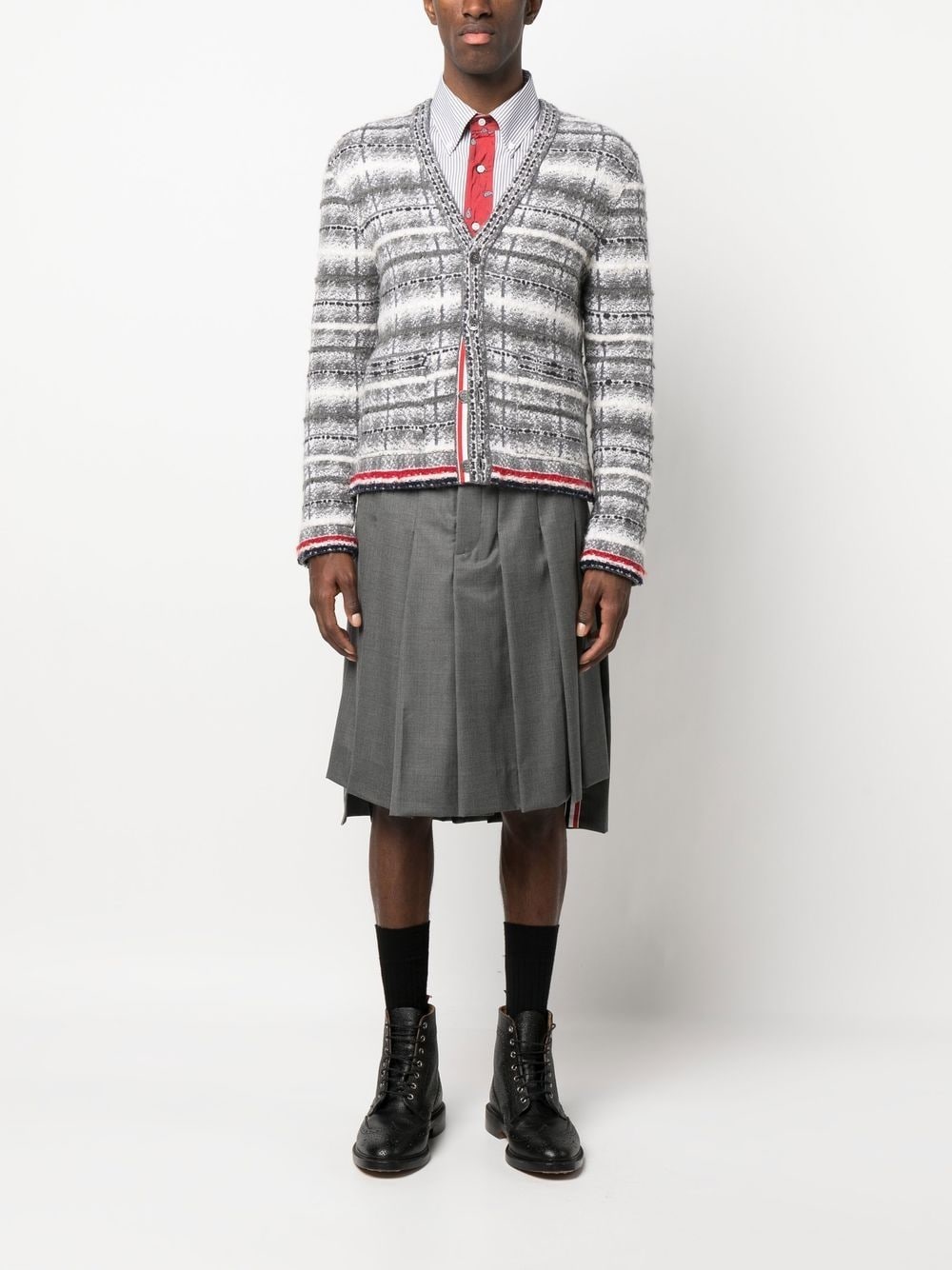 Tartan Check Inlay Jacquard cardigan - 2