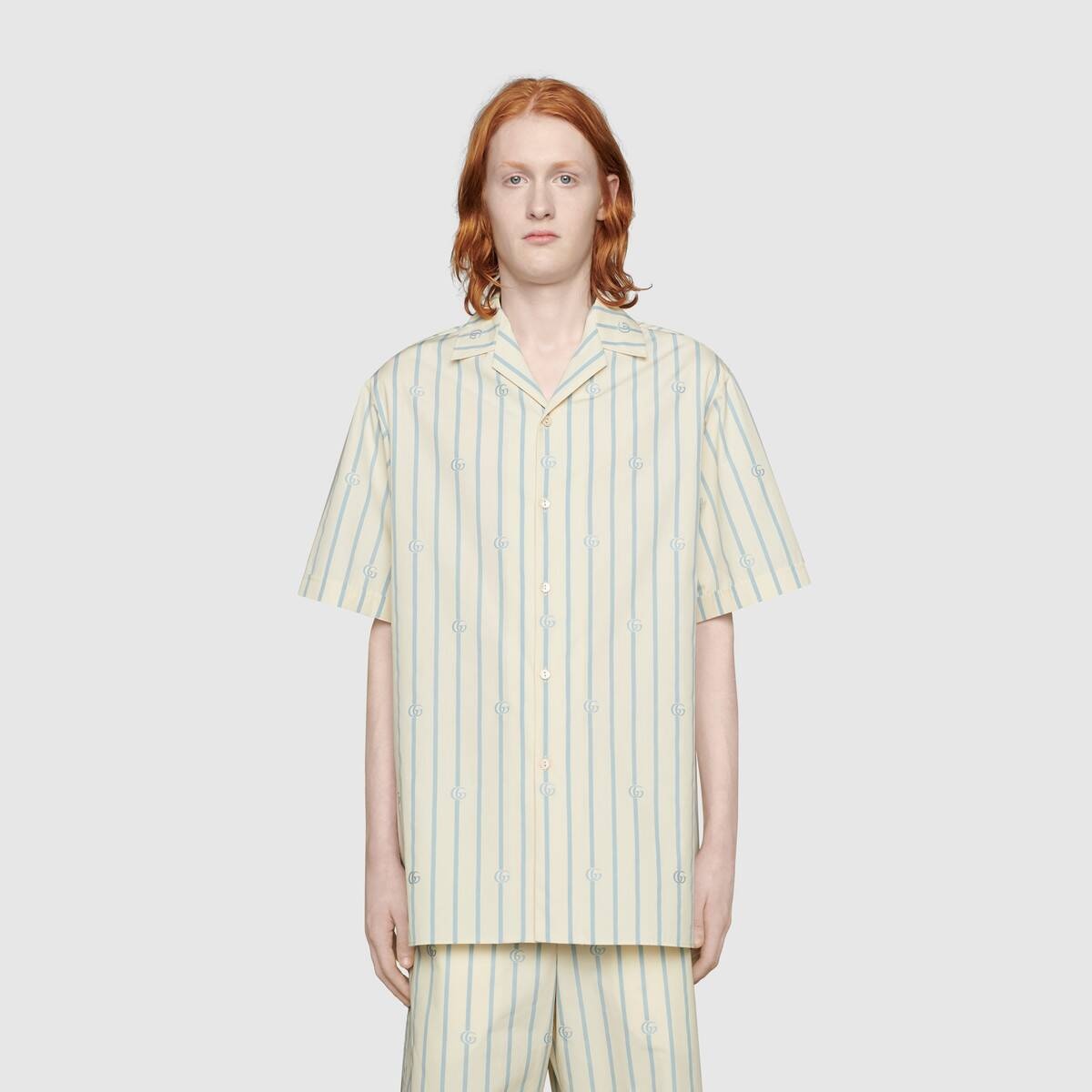 Double G stripe cotton bowling shirt - 3