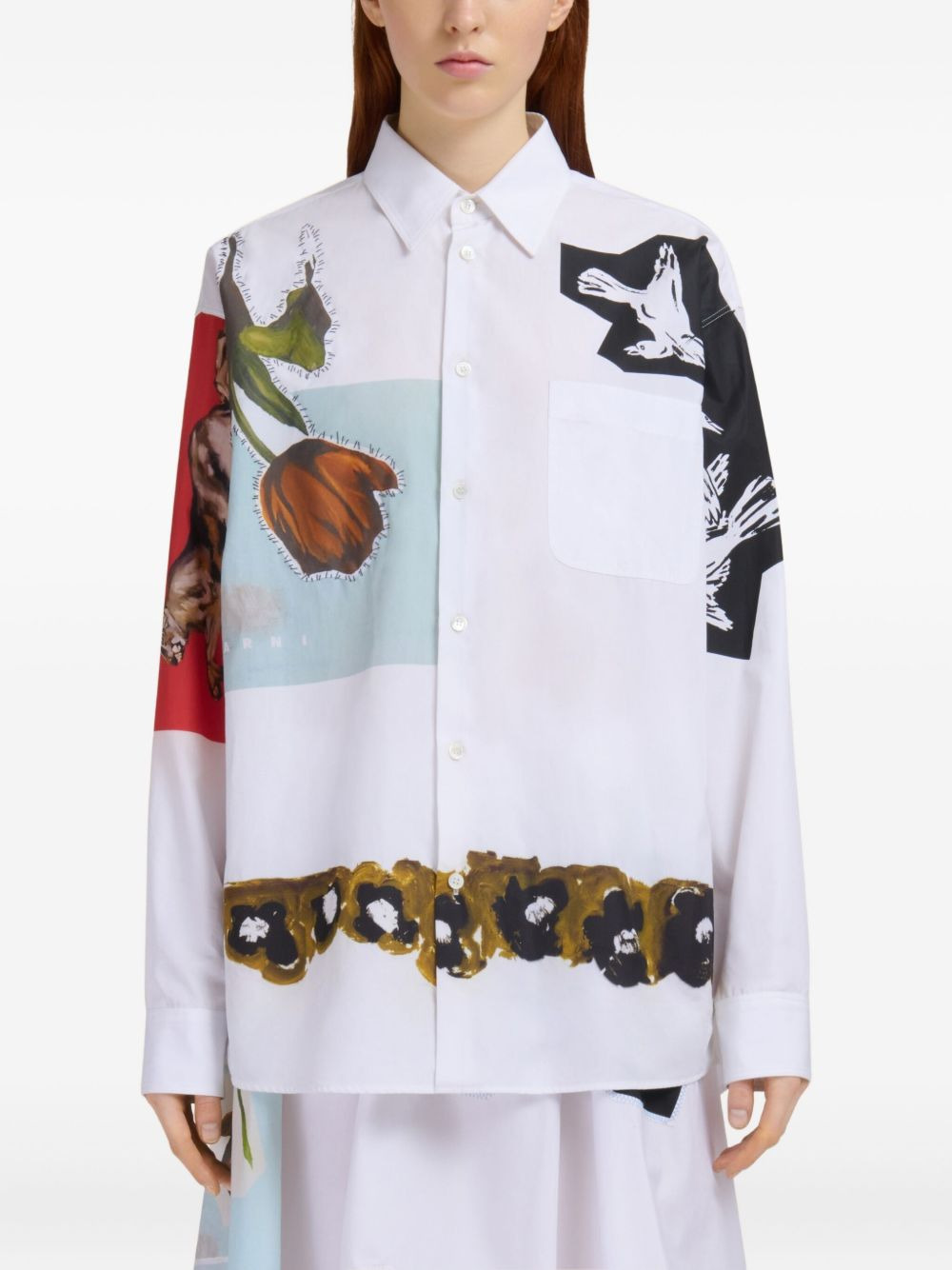 graphic print button-up shirt - 3