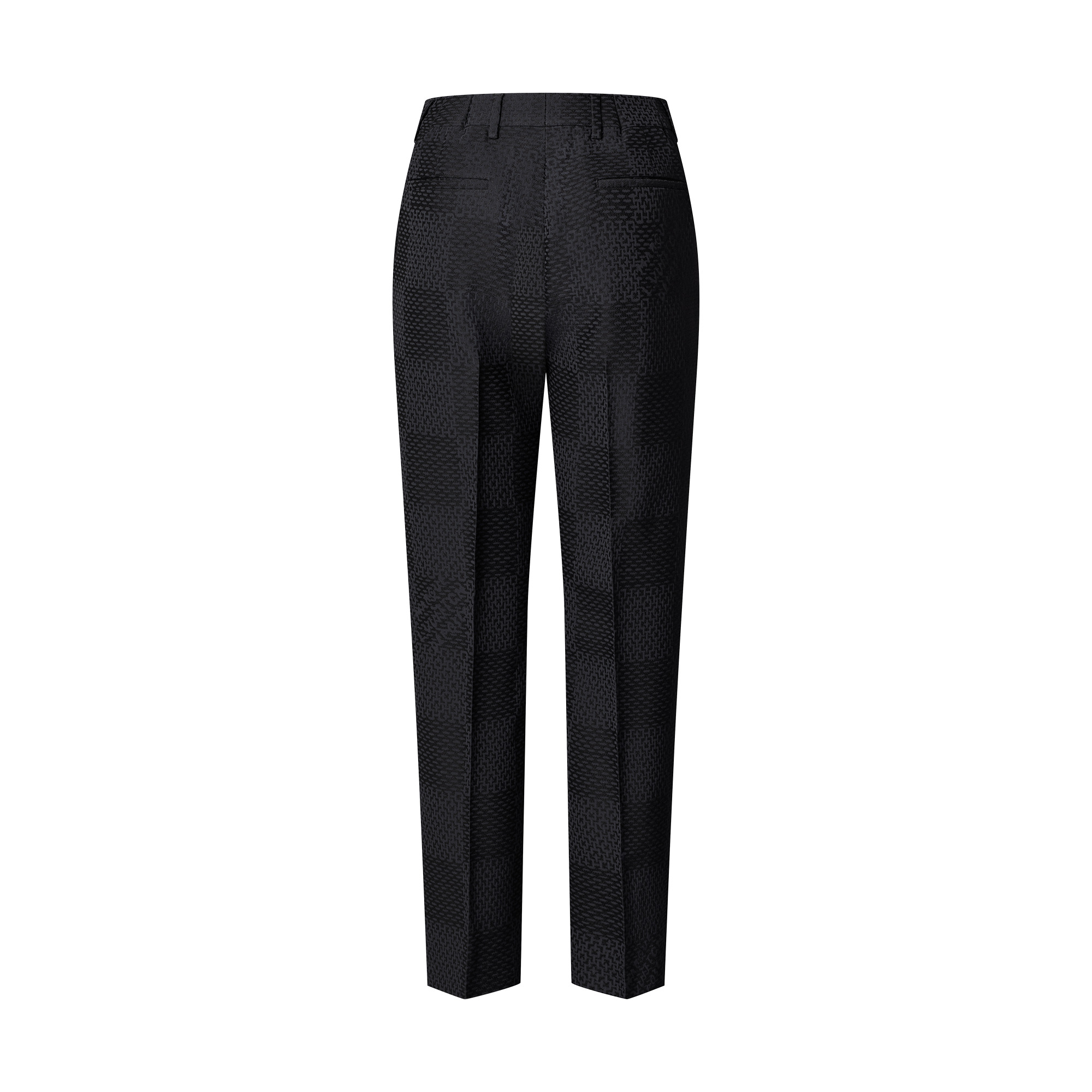Jacquard Damier Wool-Silk Blend Cigarette Pants - 3