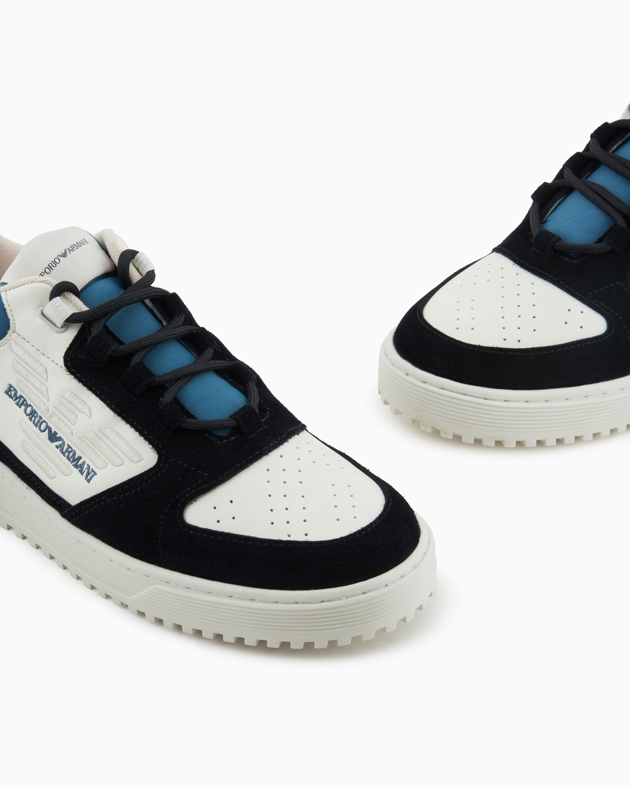 LEATHER SNEAKERS WITH SUEDE DETAILS AND OVERSIZED EMBOSSED EAGLE - 5