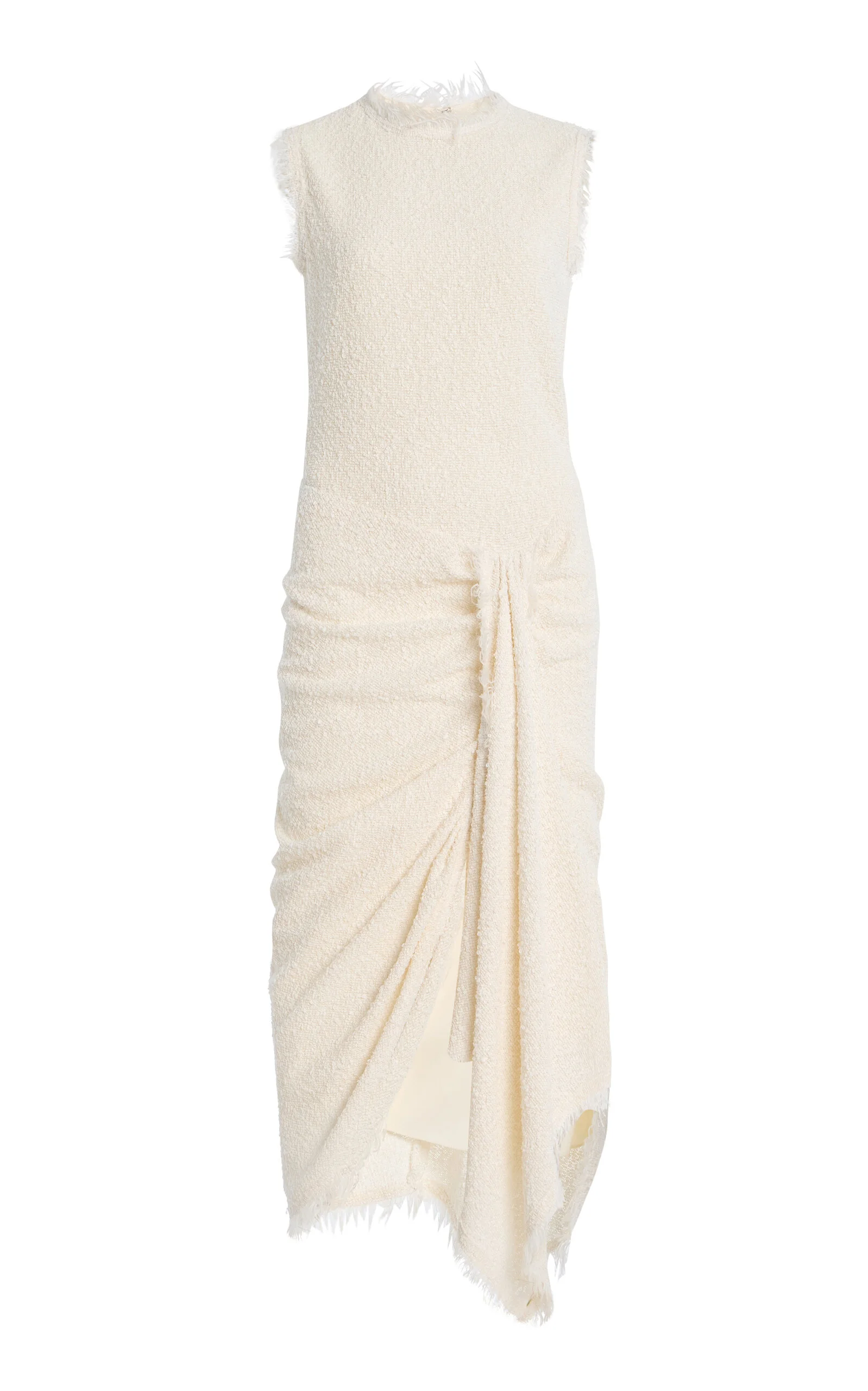 Draped Bouclé Midi Dress ivory - 1