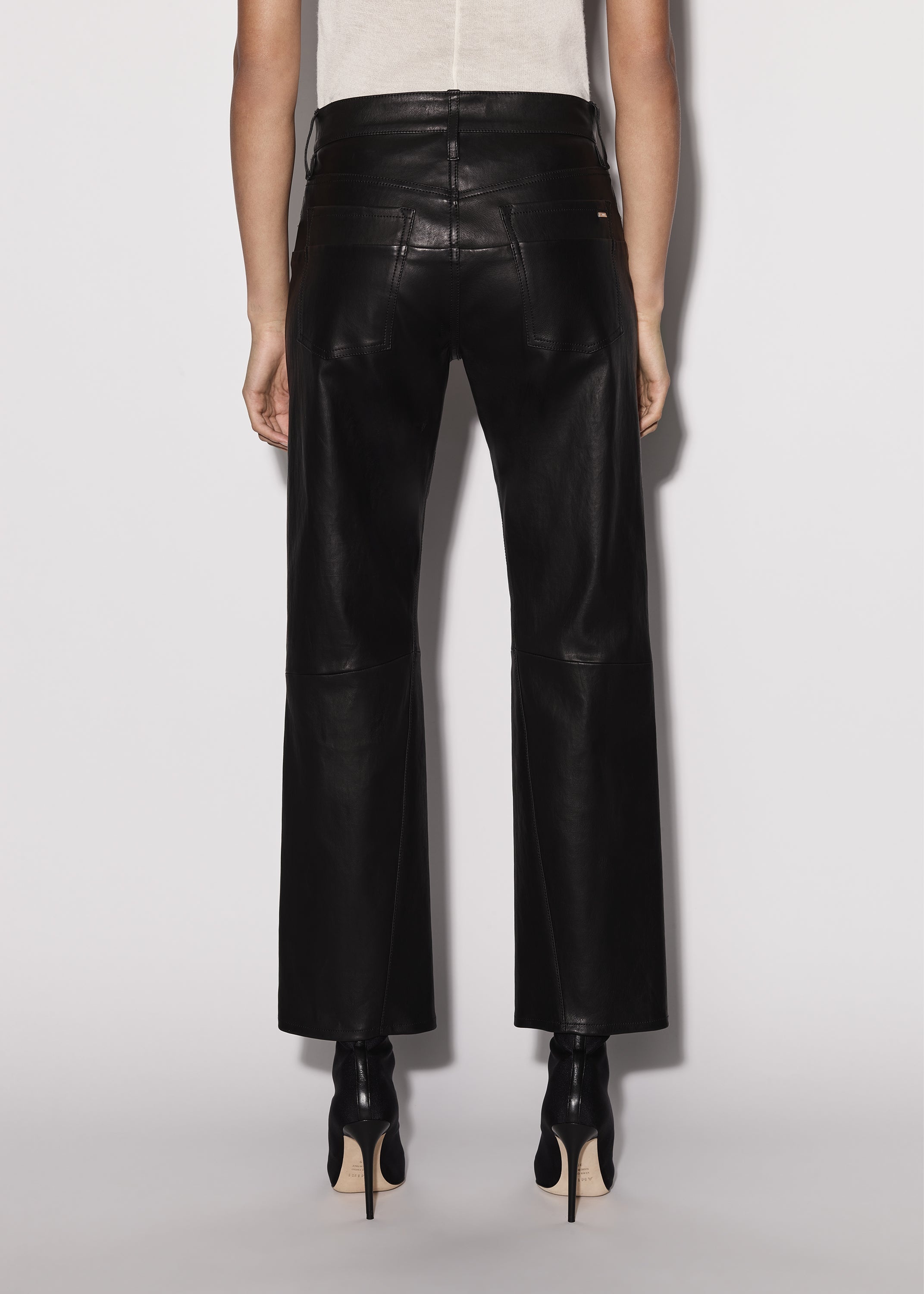 LEATHER 5 POCKET STRAIGHT PANT - 4