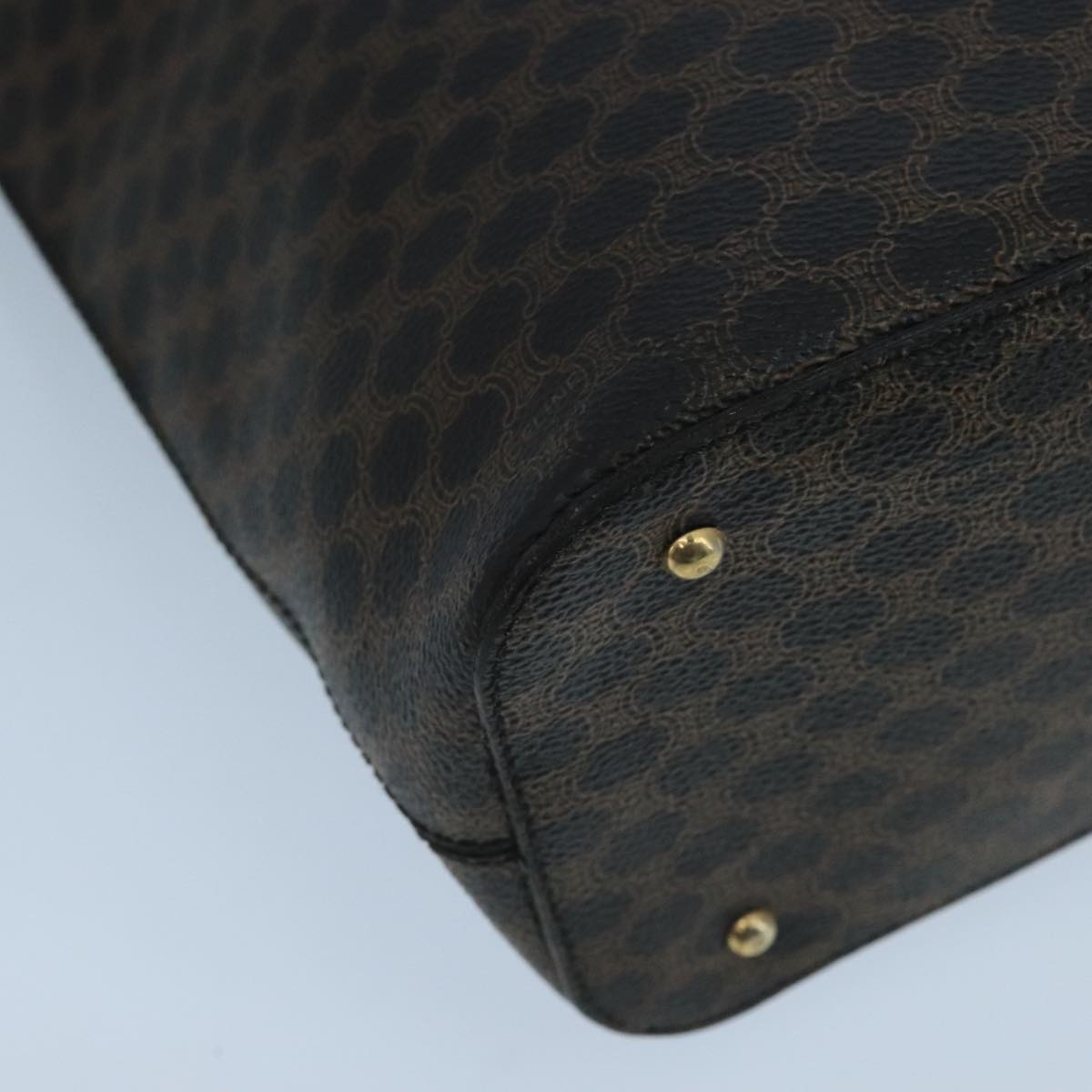 CELINE Macadam Canvas Hand Bag Pvc Leather Black Gold - 15