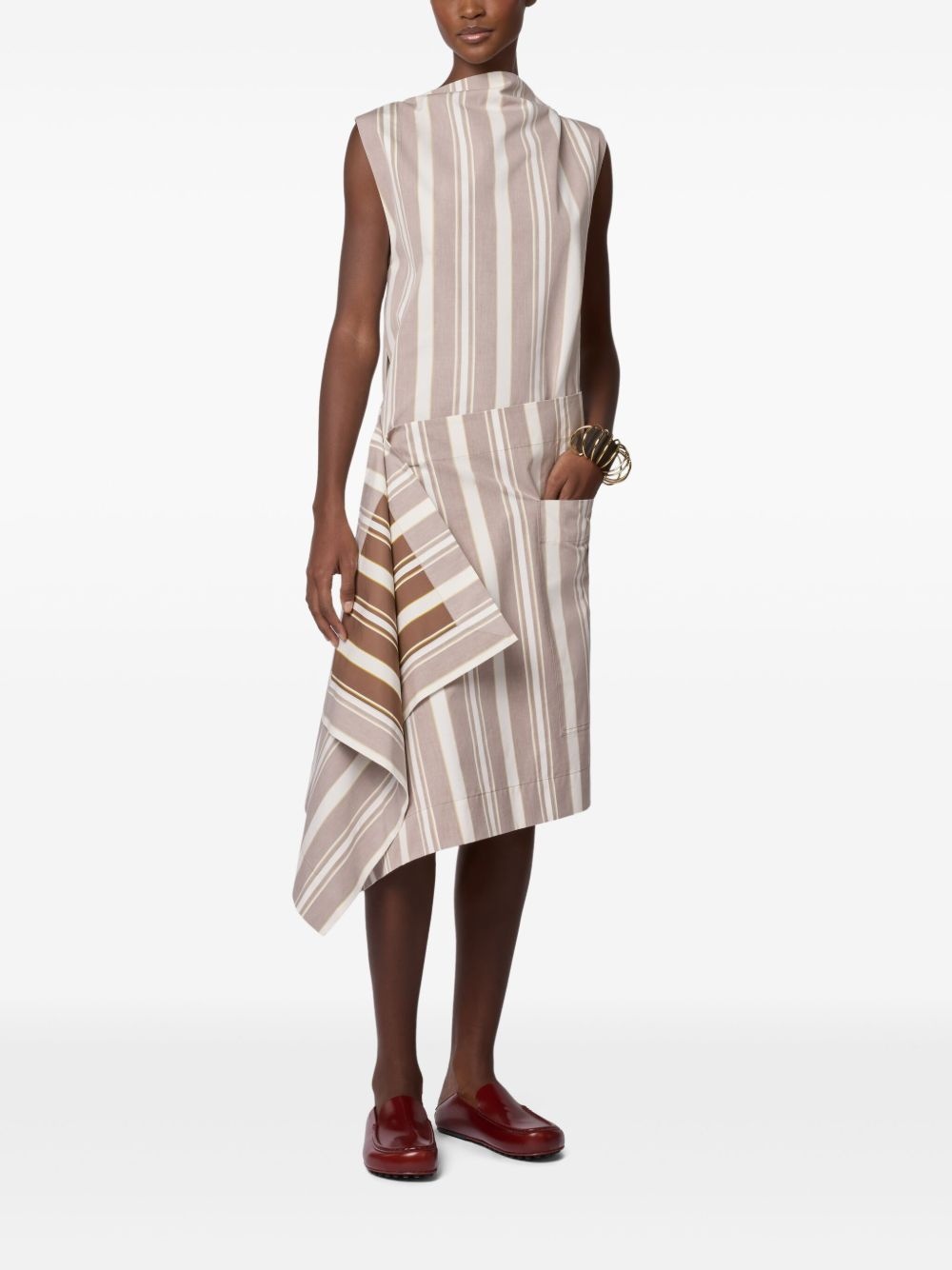 striped asymmetric shift dress - 2