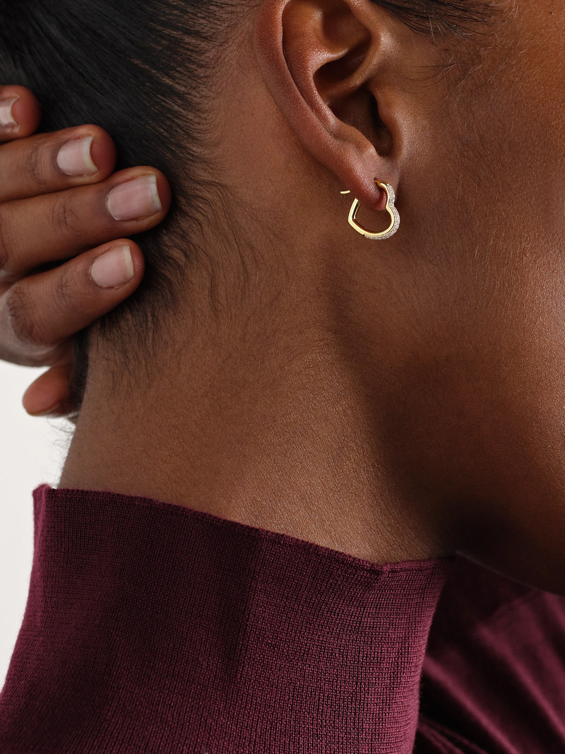 Yvonne Léon Mini Créole Coeur 9-karat Gold Diamond Single Hoop Earring outlook