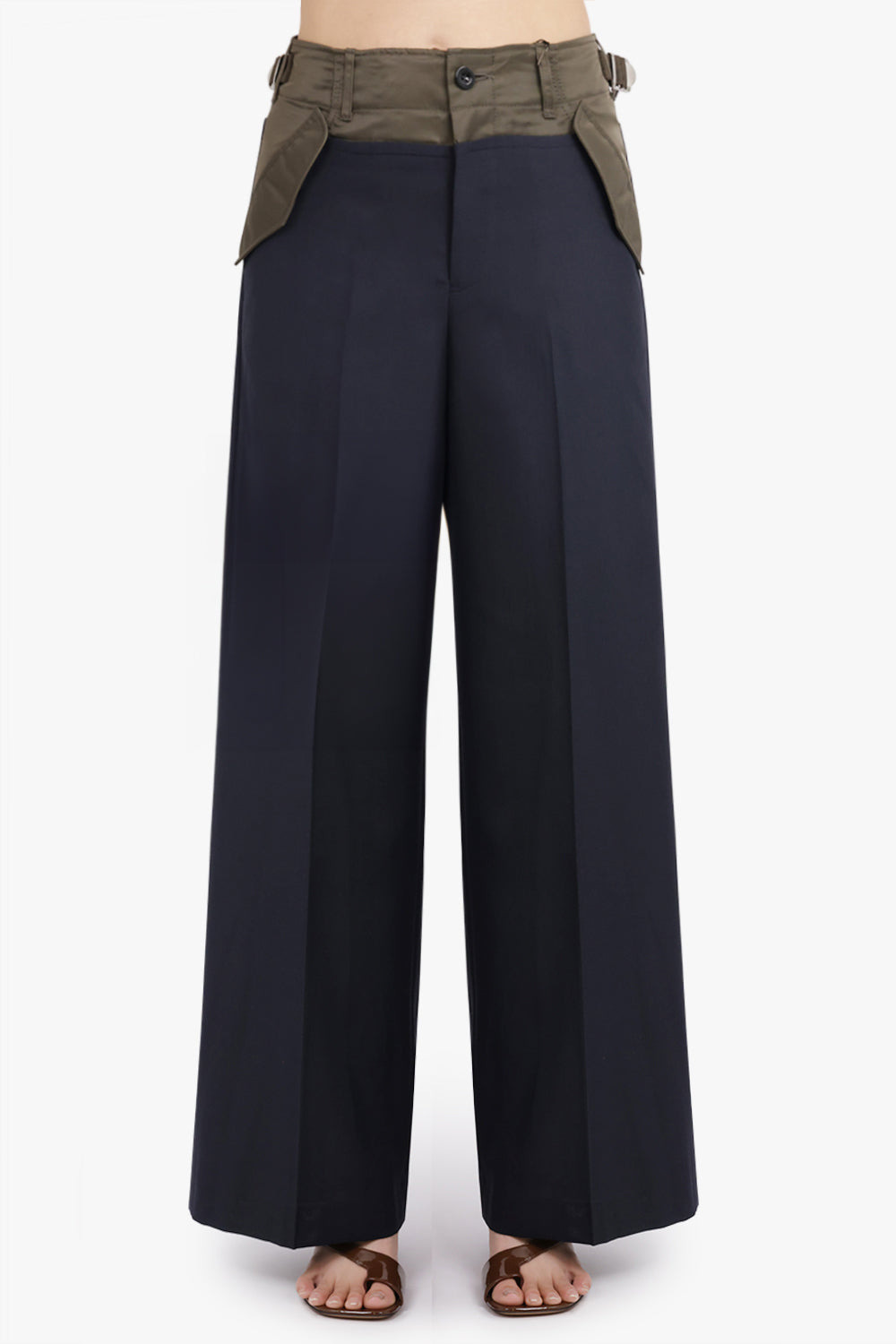 SUITING CONTRAST WIDE LEG PANT | NAVY/KHAKI - 3