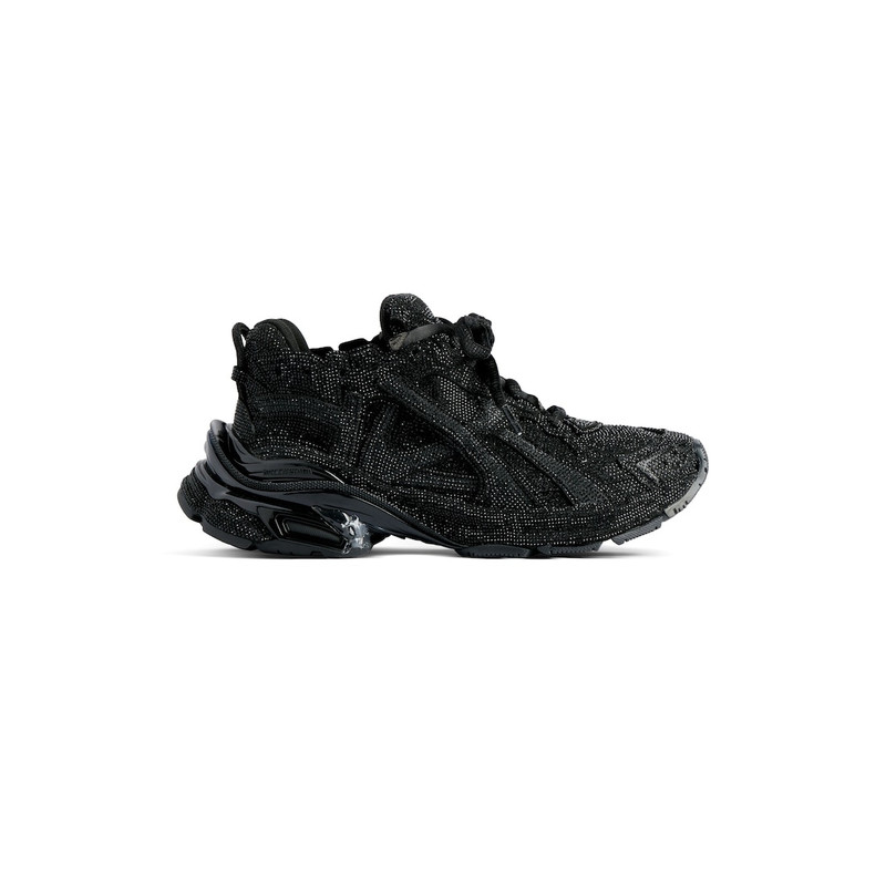 Men's Runner Sneaker With Rhinestones in Black - 1