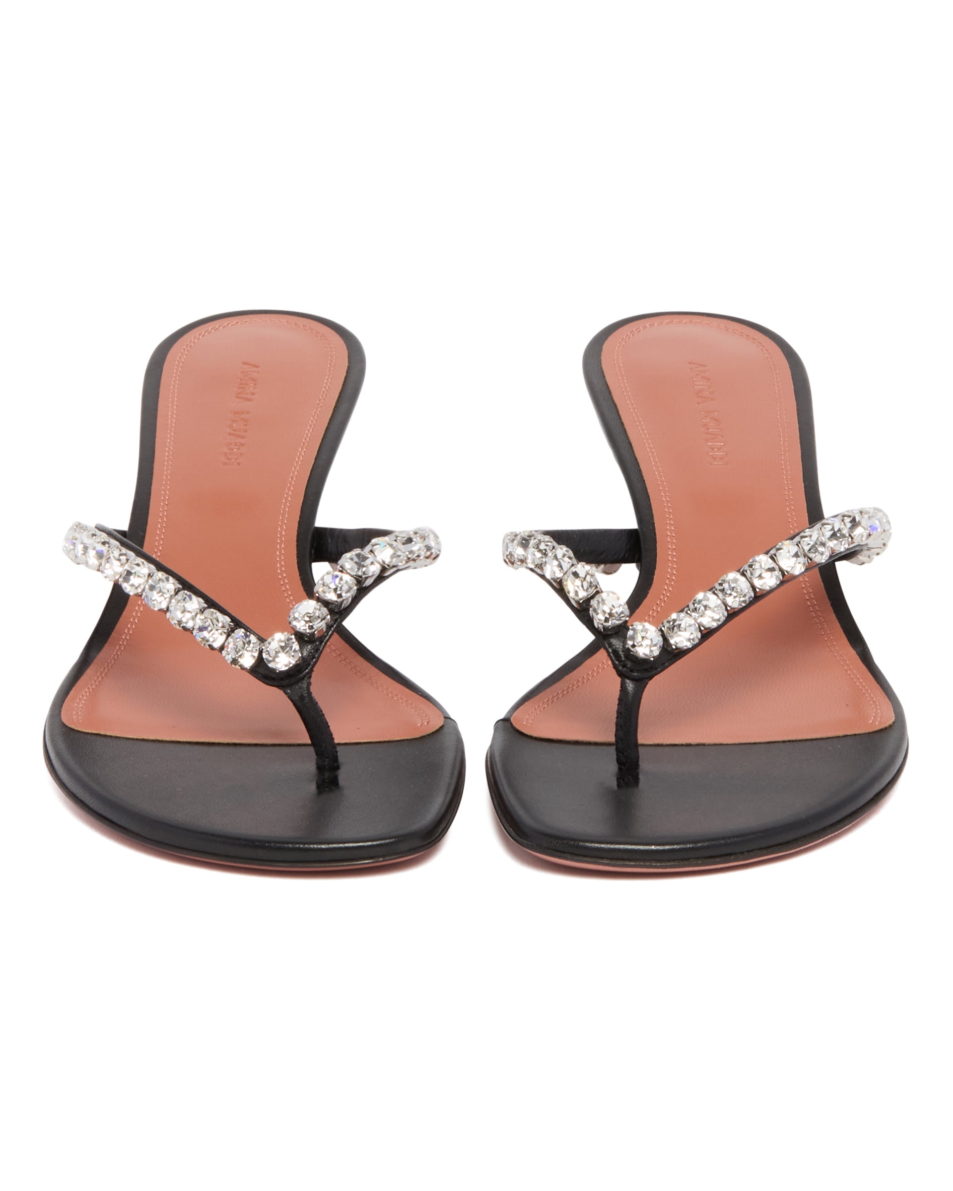 Black Crystal-Embellished Thong Sandals - 4