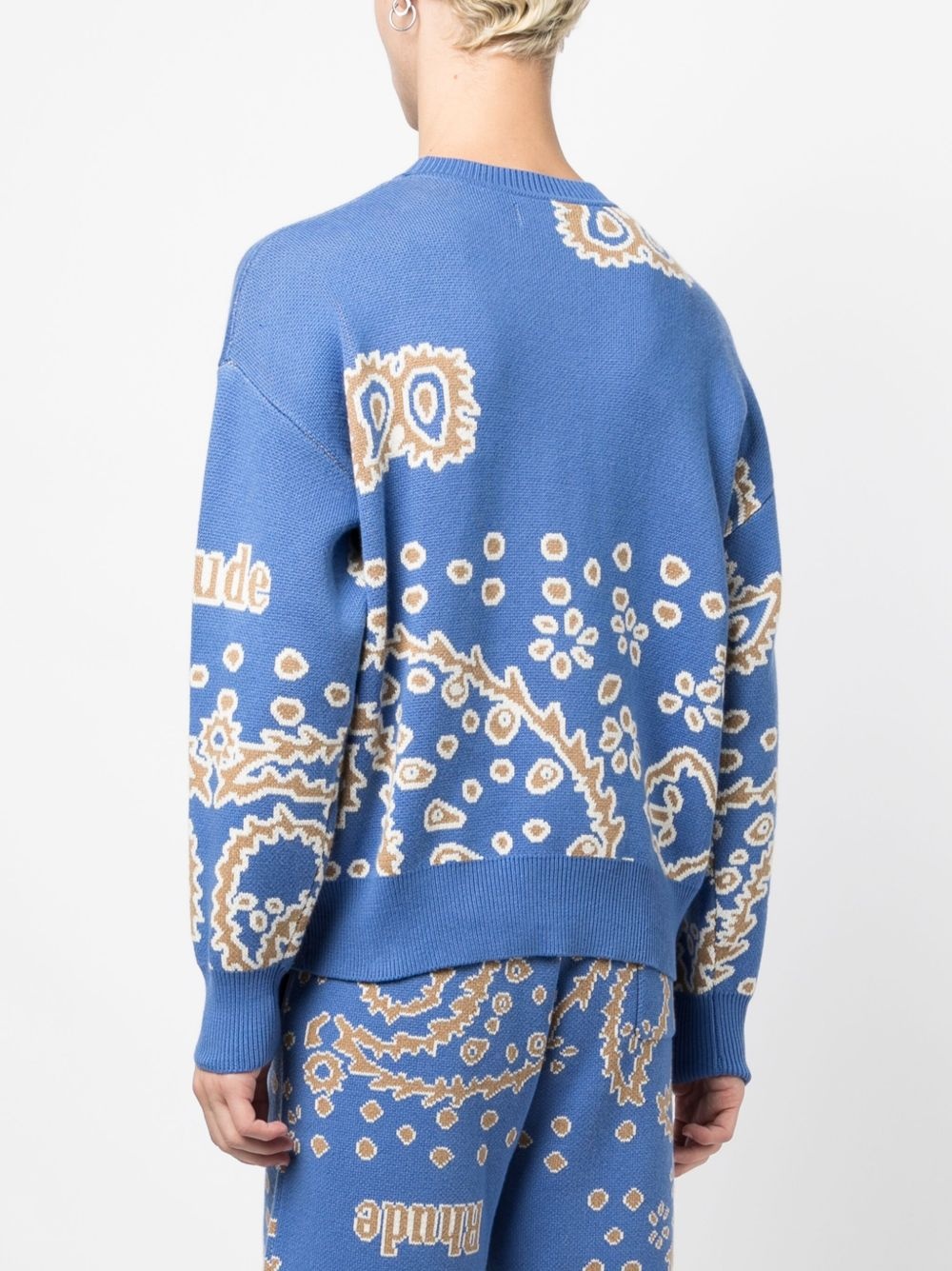 Bandana Knit Crewneck "Light Blue / Tan / Creme" - 4