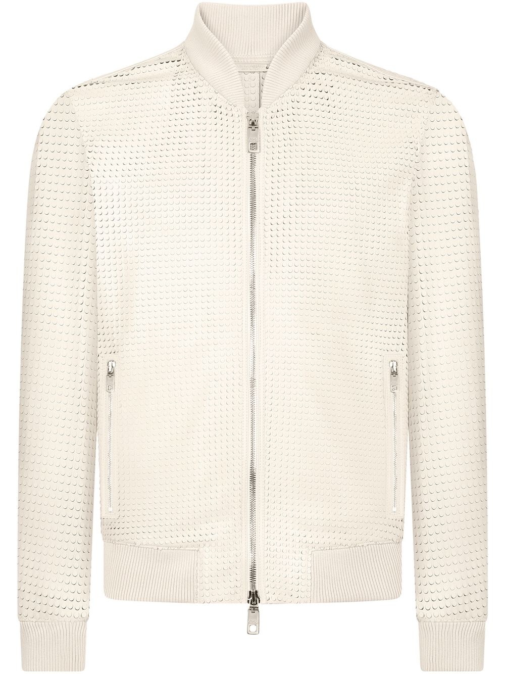 perforated effect zipped jacket - 1