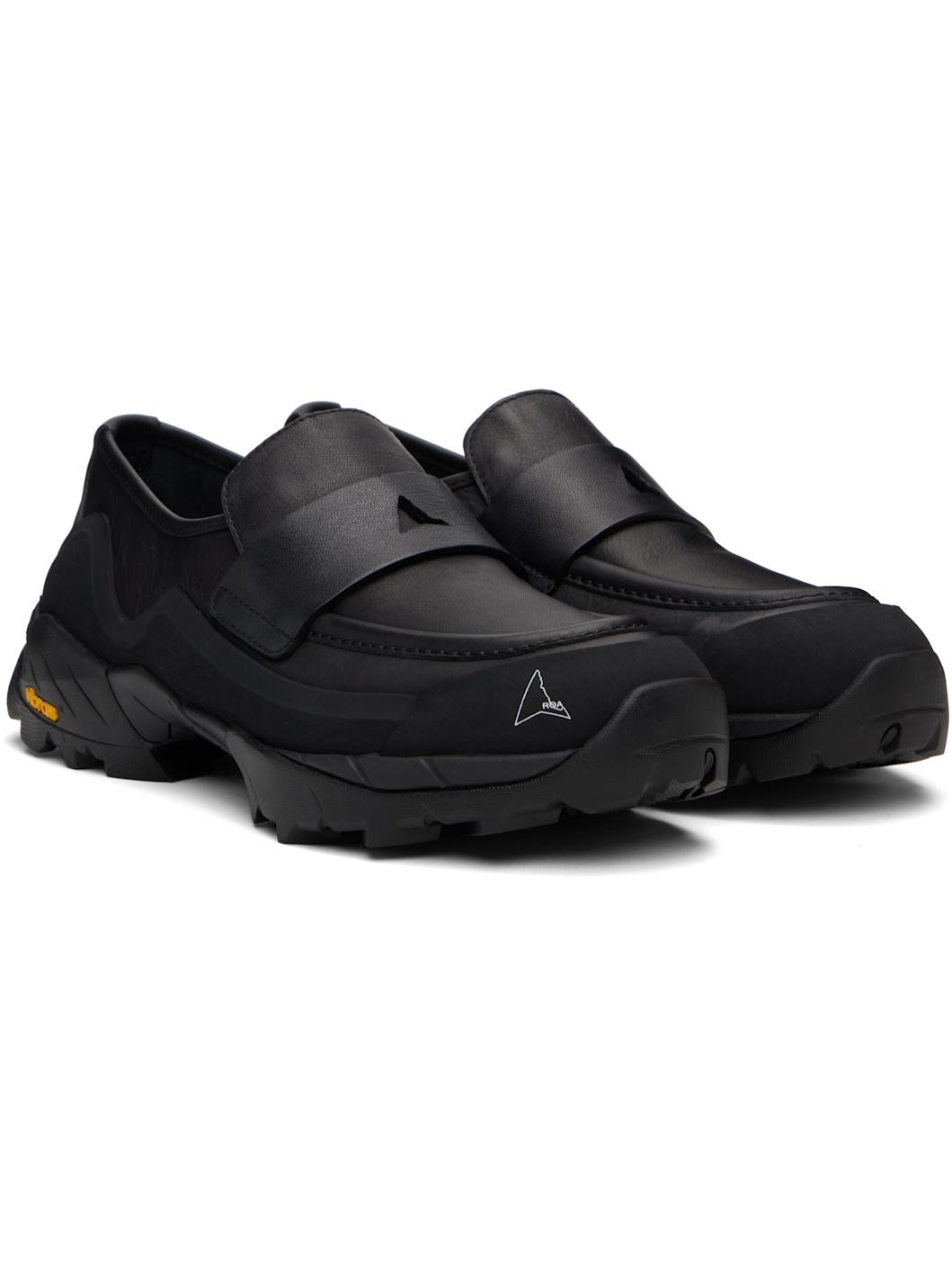 Black Logo Cutout Loafers - 4