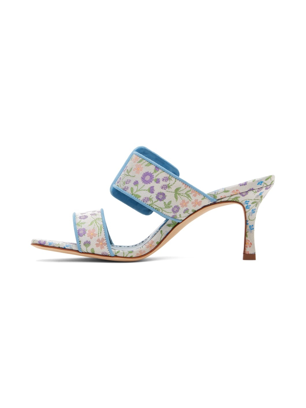 Blue & White Gable Heeled Sandals - 3