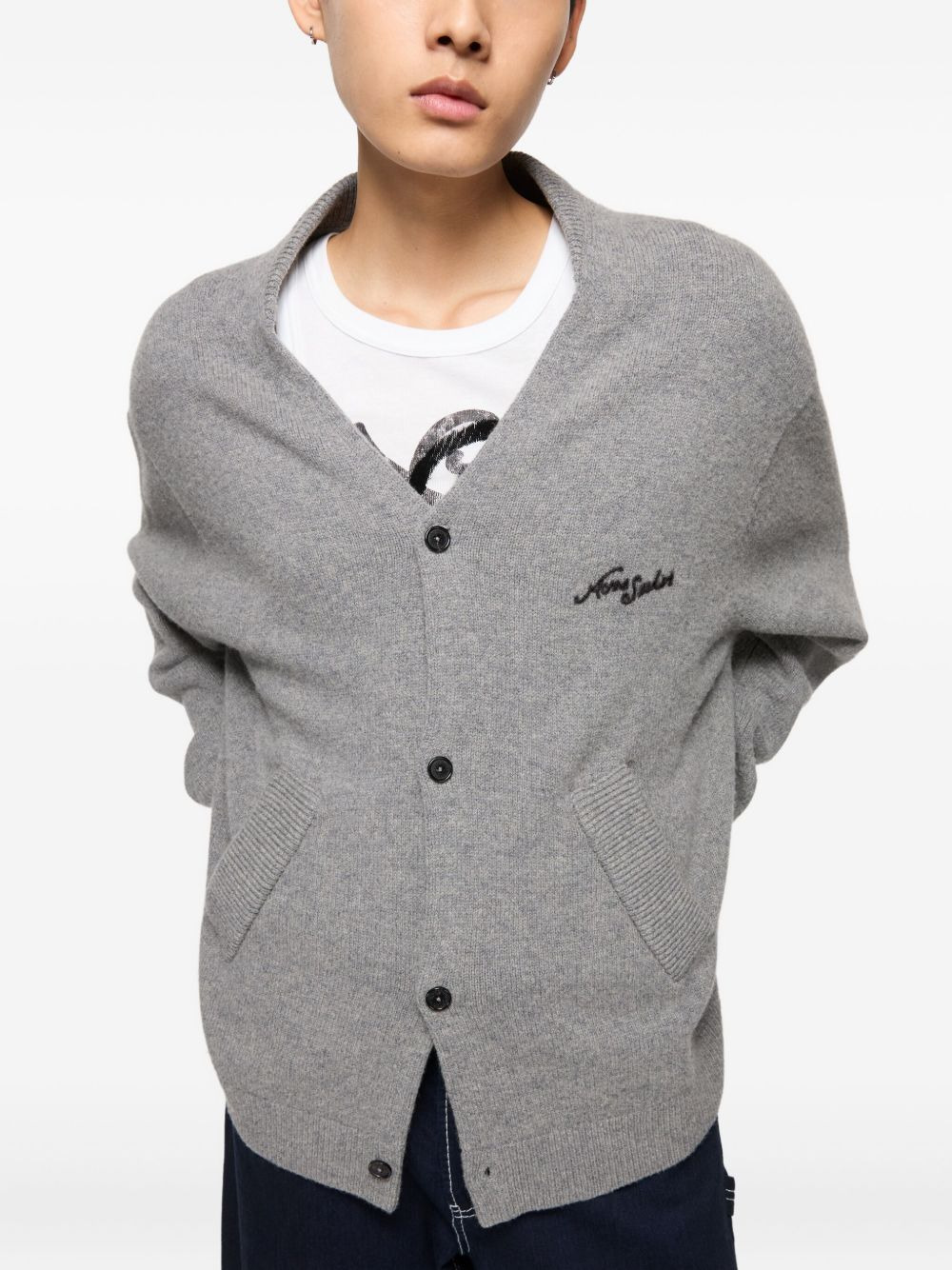embroidered button cardigan - 5