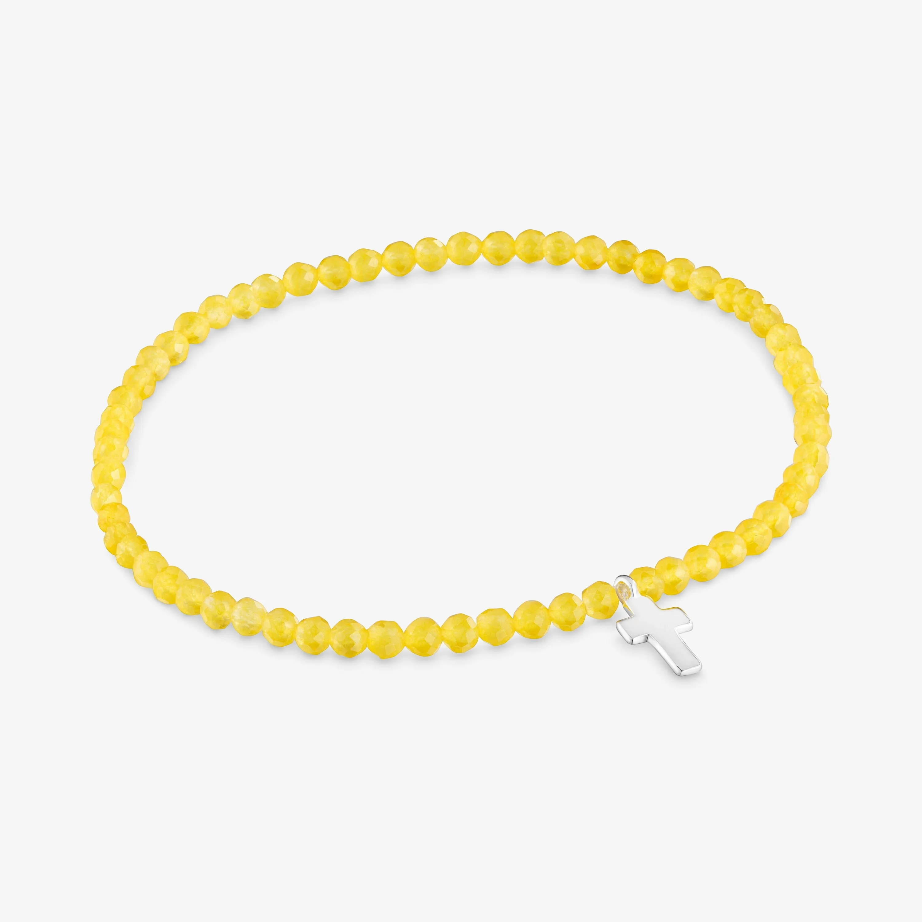 Elastic Bracelet with yellow quartzite and silver cross TOUS Motifs - 1