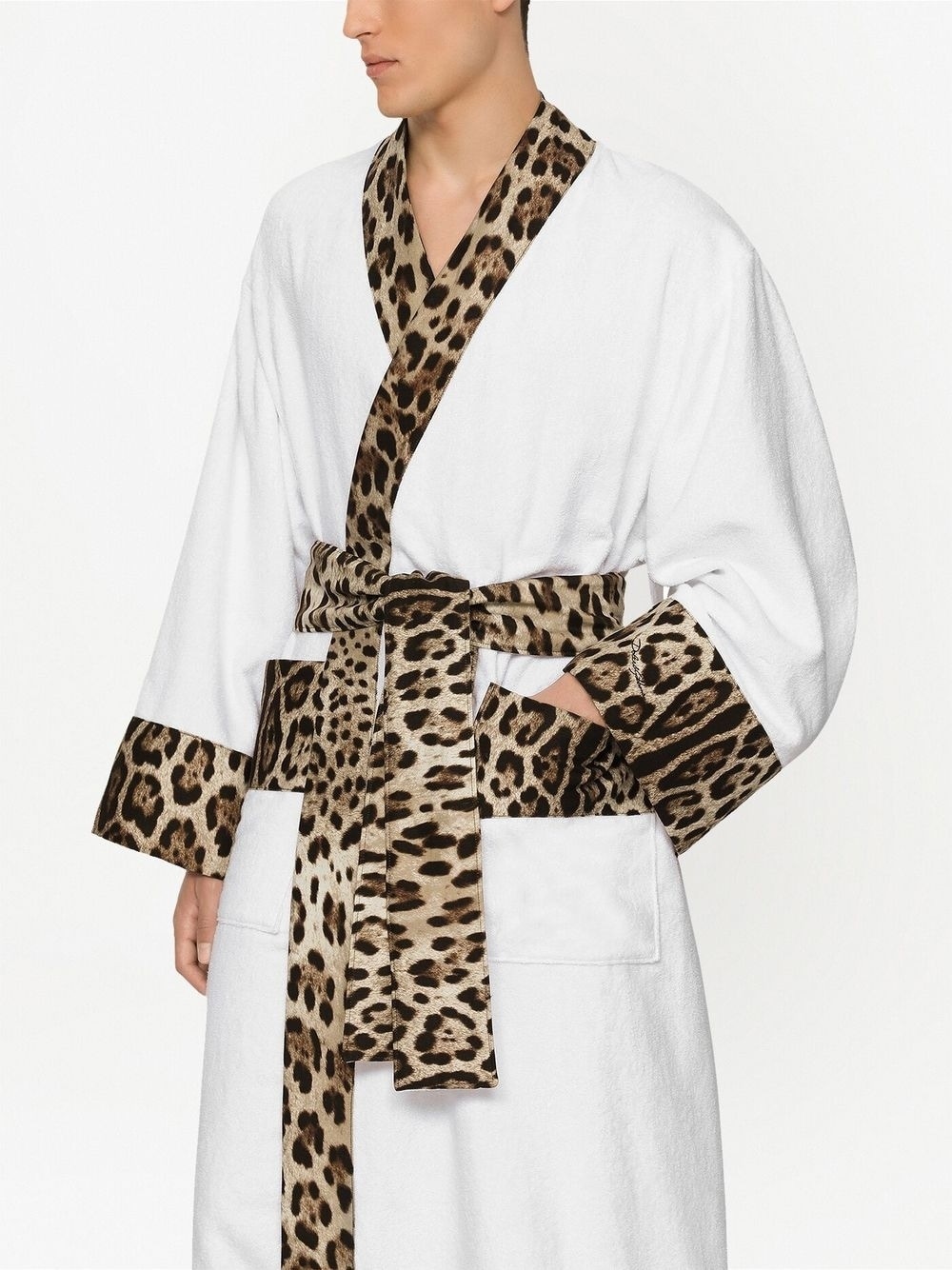 leopard-print cotton bathrobe - 6