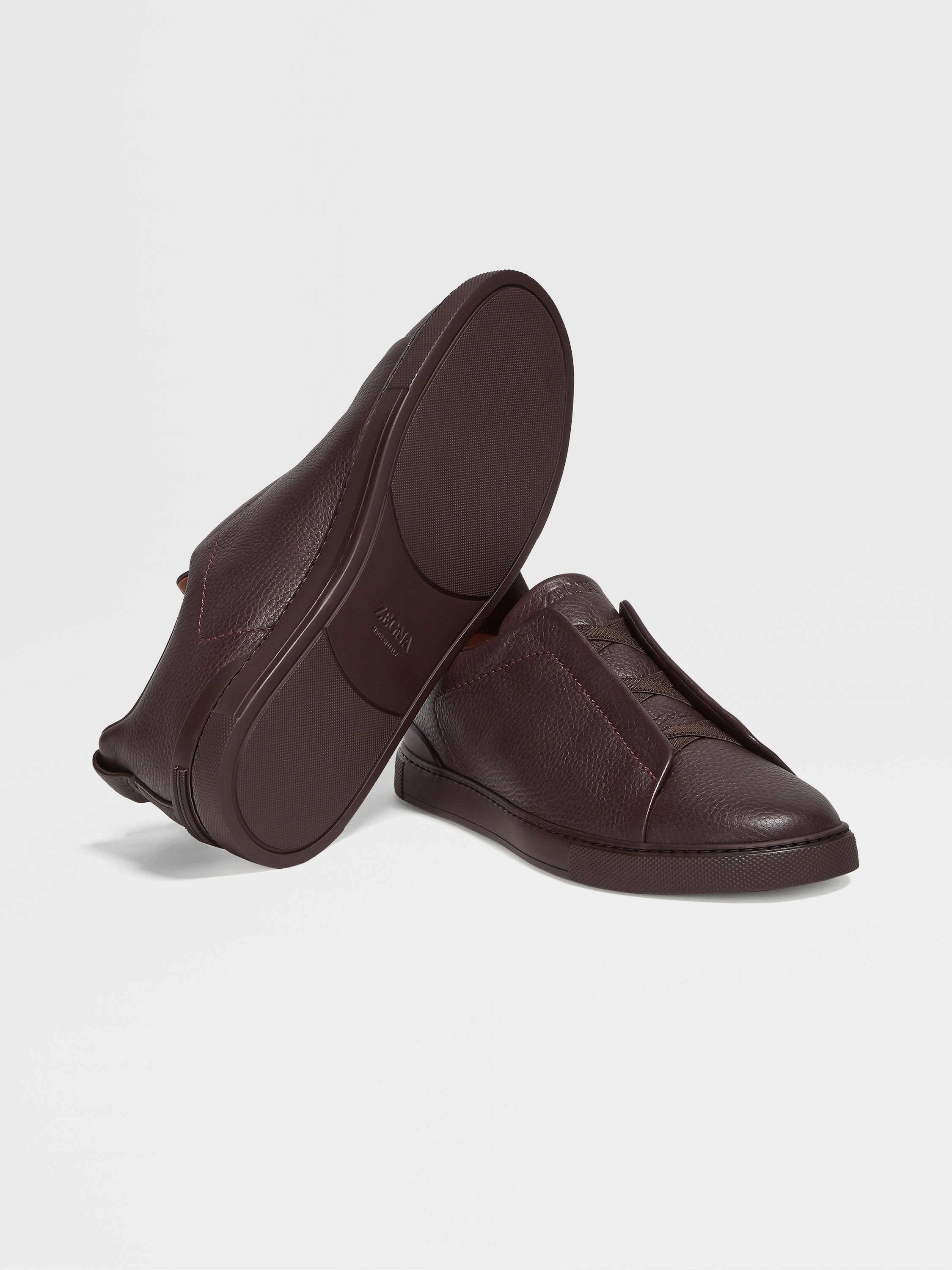 DARK BURGUNDY DEERSKIN TRIPLE STITCH™ SNEAKERS - 5