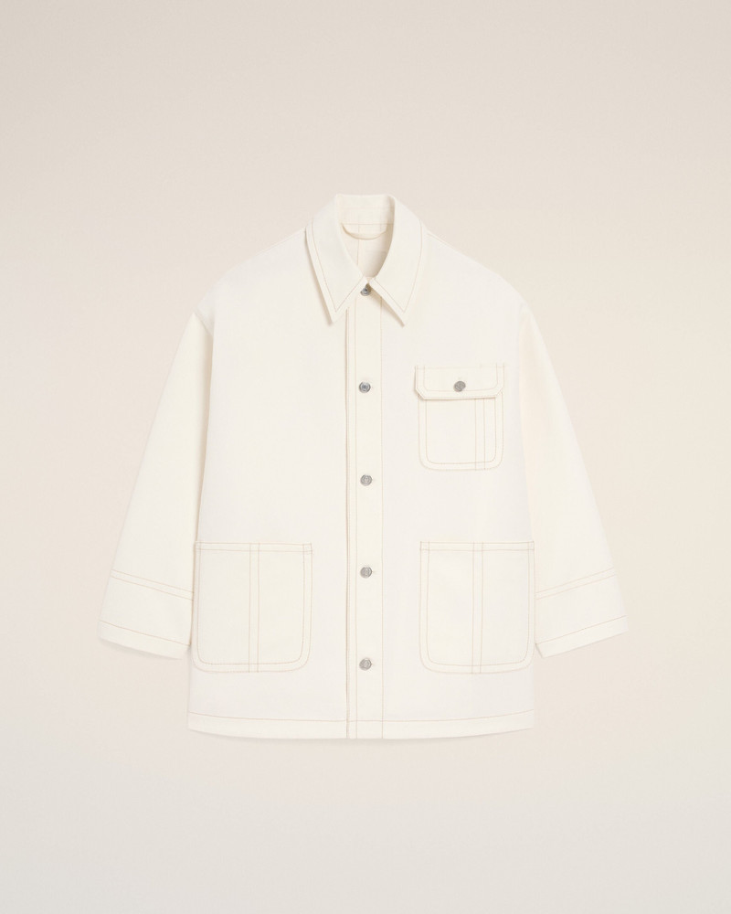 WHITE COTTON WORKER JACKET 1