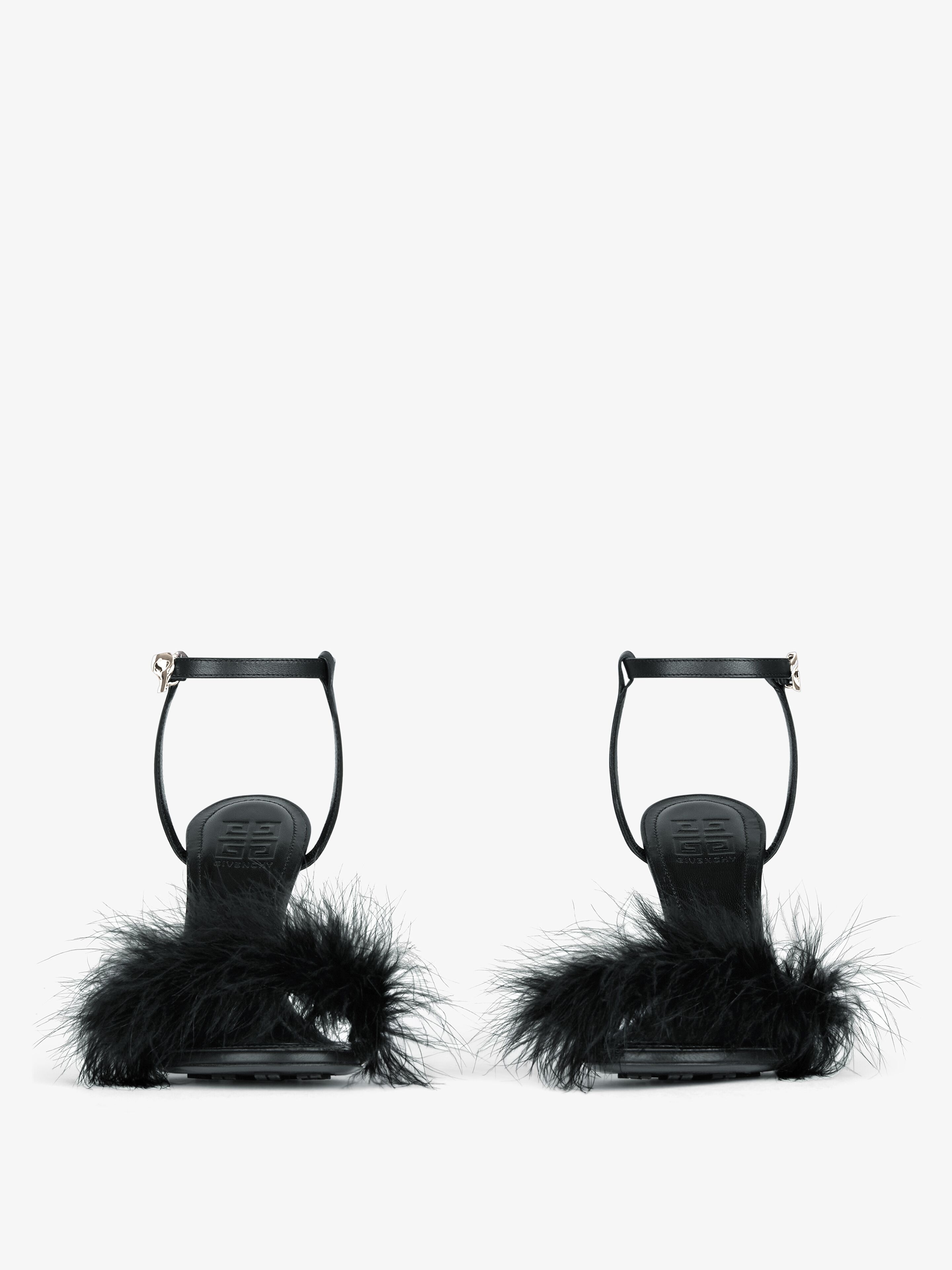 G CUBE FEATHER AND LEATHER SANDALS - 2
